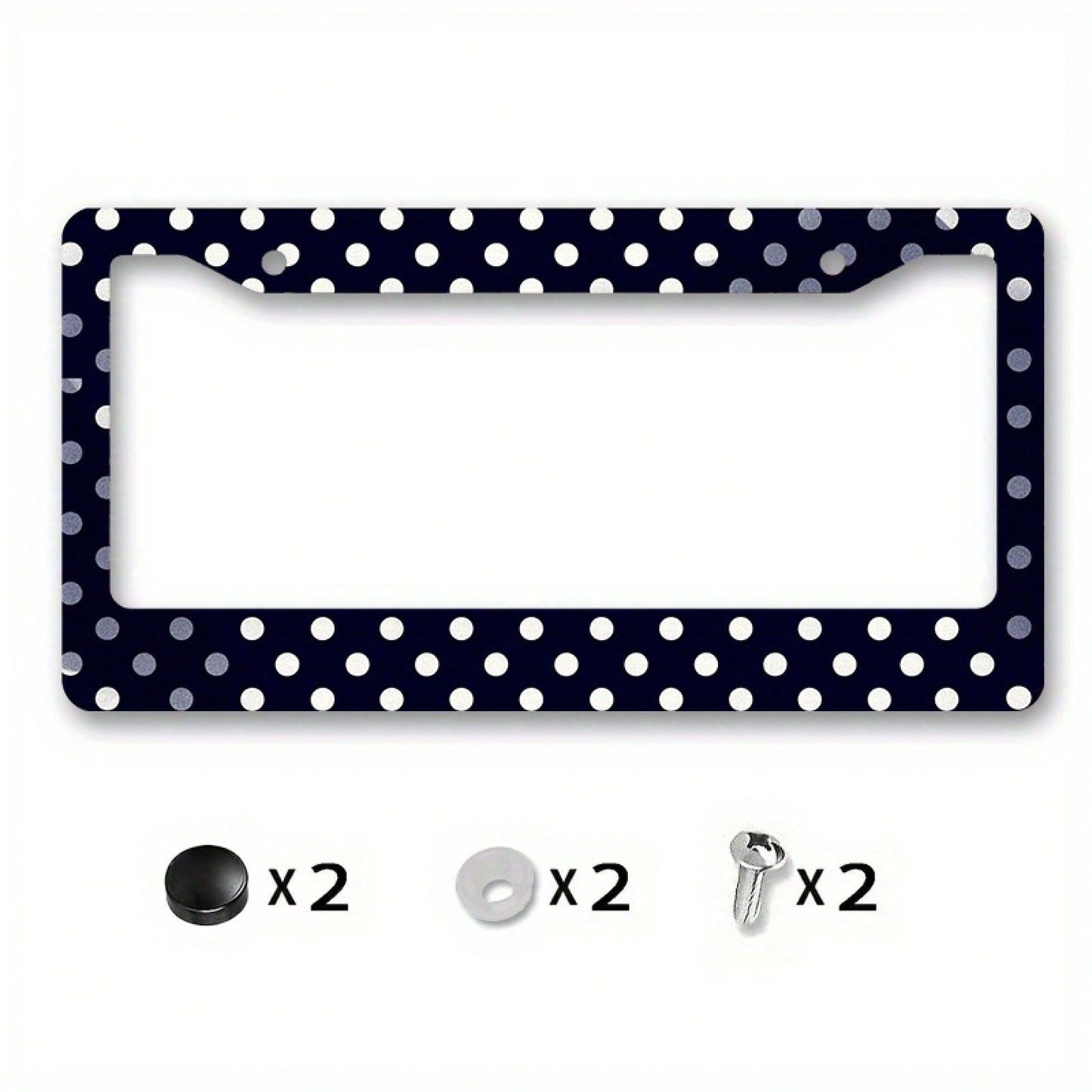 1 Piece Matte Metal License Plate Frame Cover, Dark Blue Polka Dot Design- Suitable For Car Exterior Accessories, License Plate Cover, 6.3x12.2in,Car Cover,Car Must Haves,Gifts,Car Decor,Car Acesseso