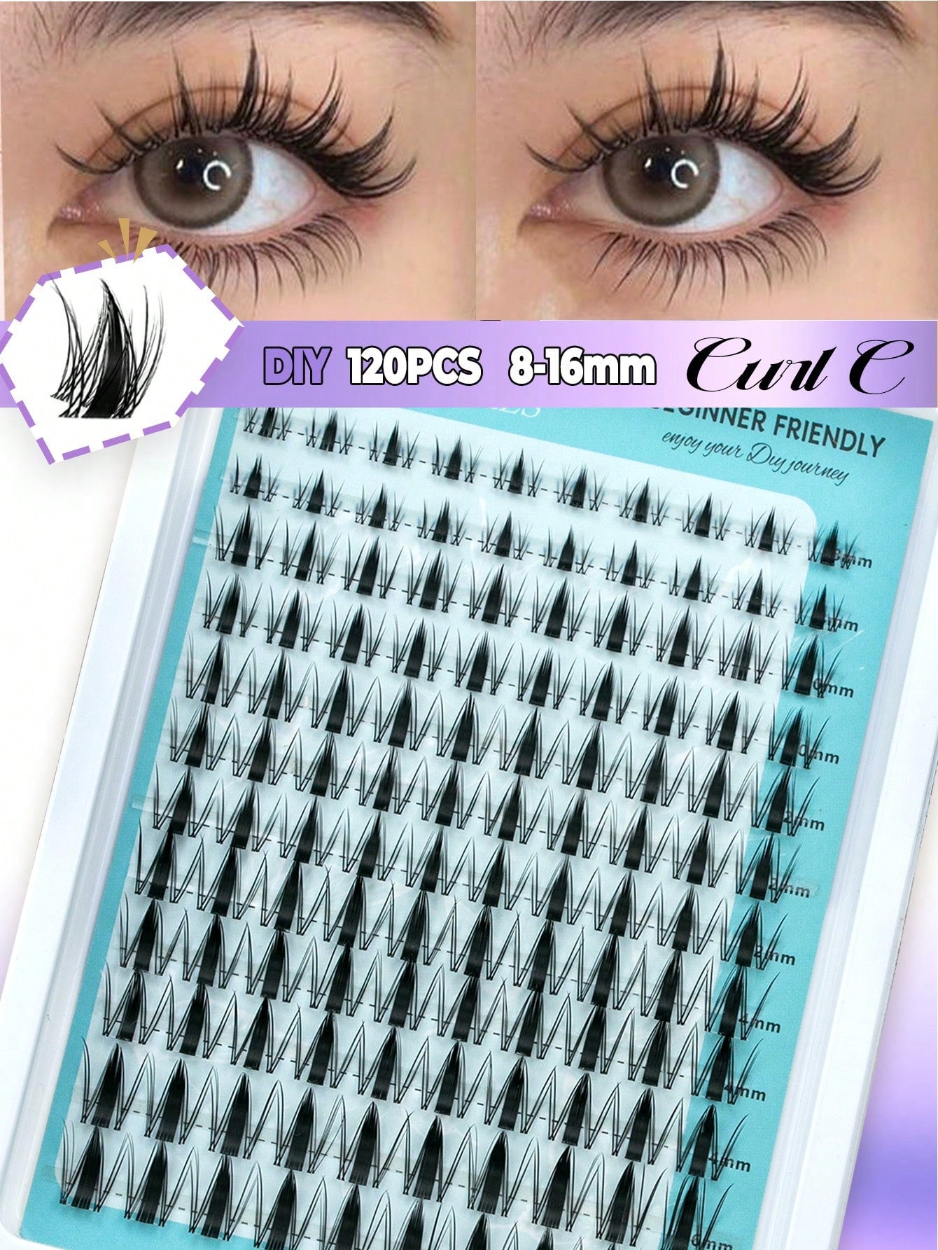 120pcs C/D Curl Maple Leaf Shaped False Eyelashes, New Cat Eye Style (C/D Curl, 8-16mm), Dense Autumn Maple Leaf Shaped False Eyelashes, Super Soft And Lightweight, Reusable Individual Segment False E