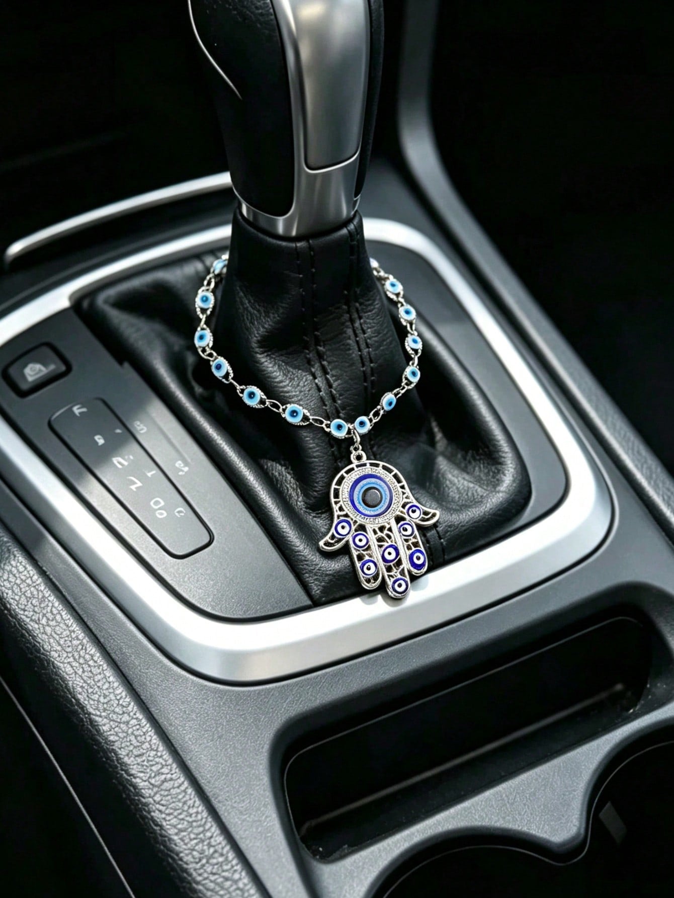 1pc Alloy Rhinestone Evil Eye Decorative Chain, Car Gear Shift Decor, Steering Wheel Decor, Unisex Car Interior Hanging Ornament