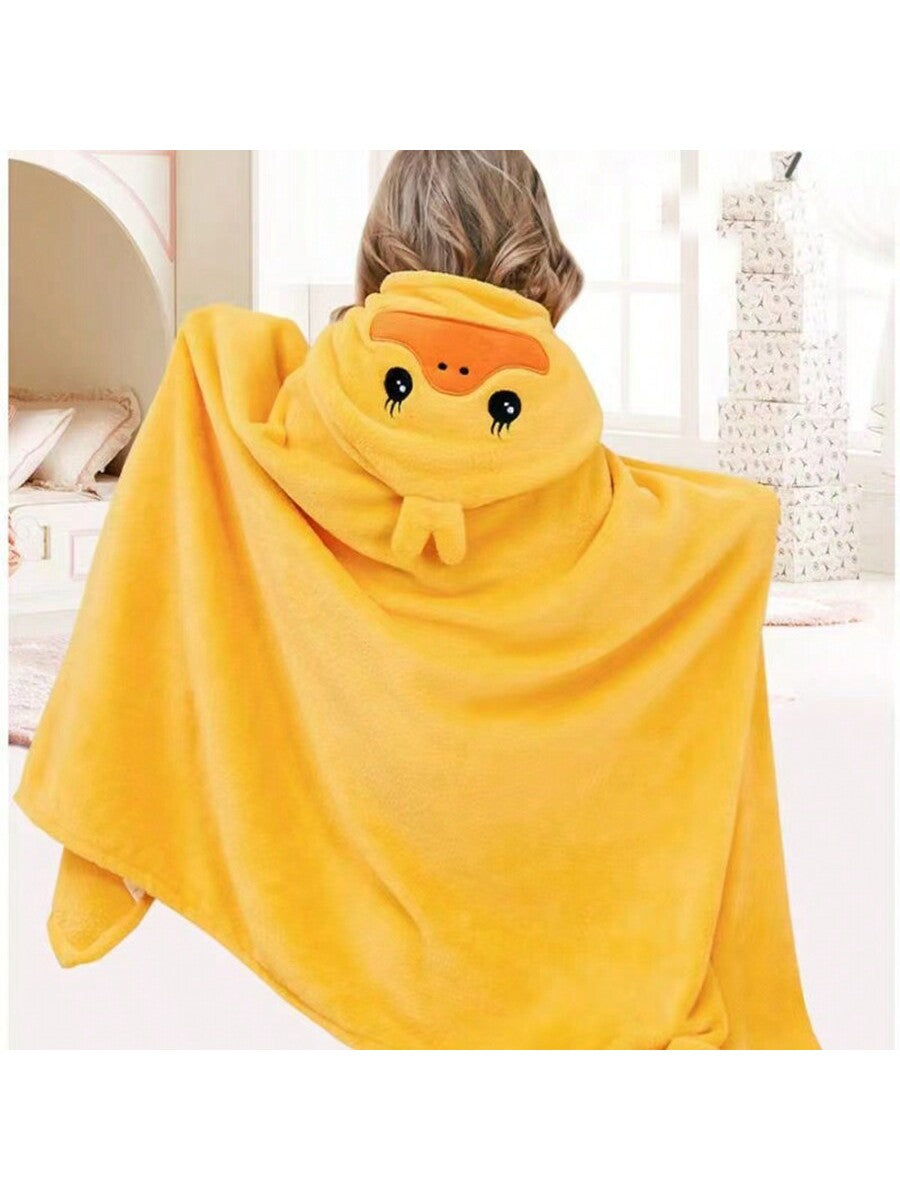 1pc Cartoon Hooded Toddler Bath Towel, Baby Bathrobe, Perfect For Bathroom, Bedroom, Beach Or Home Use