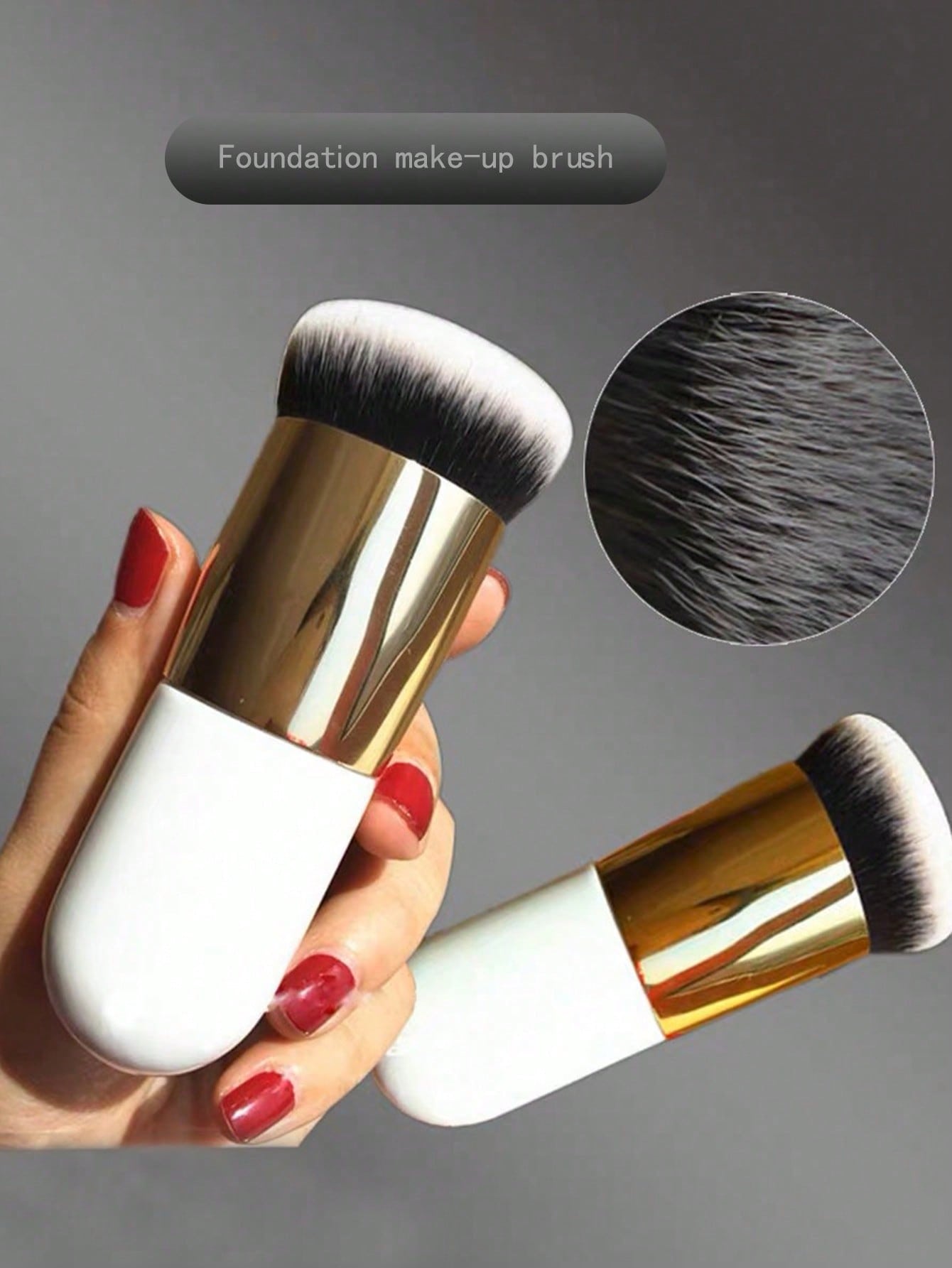 1pc Multi-Functional Cosmetic Palm Brush With Unscented Polyester Bristle & ABS Plastic Handle, Fit For Normal Skin, Multipurpose For Foundation Concealer Blush Highlighter Contour Bronzer Powder, Por