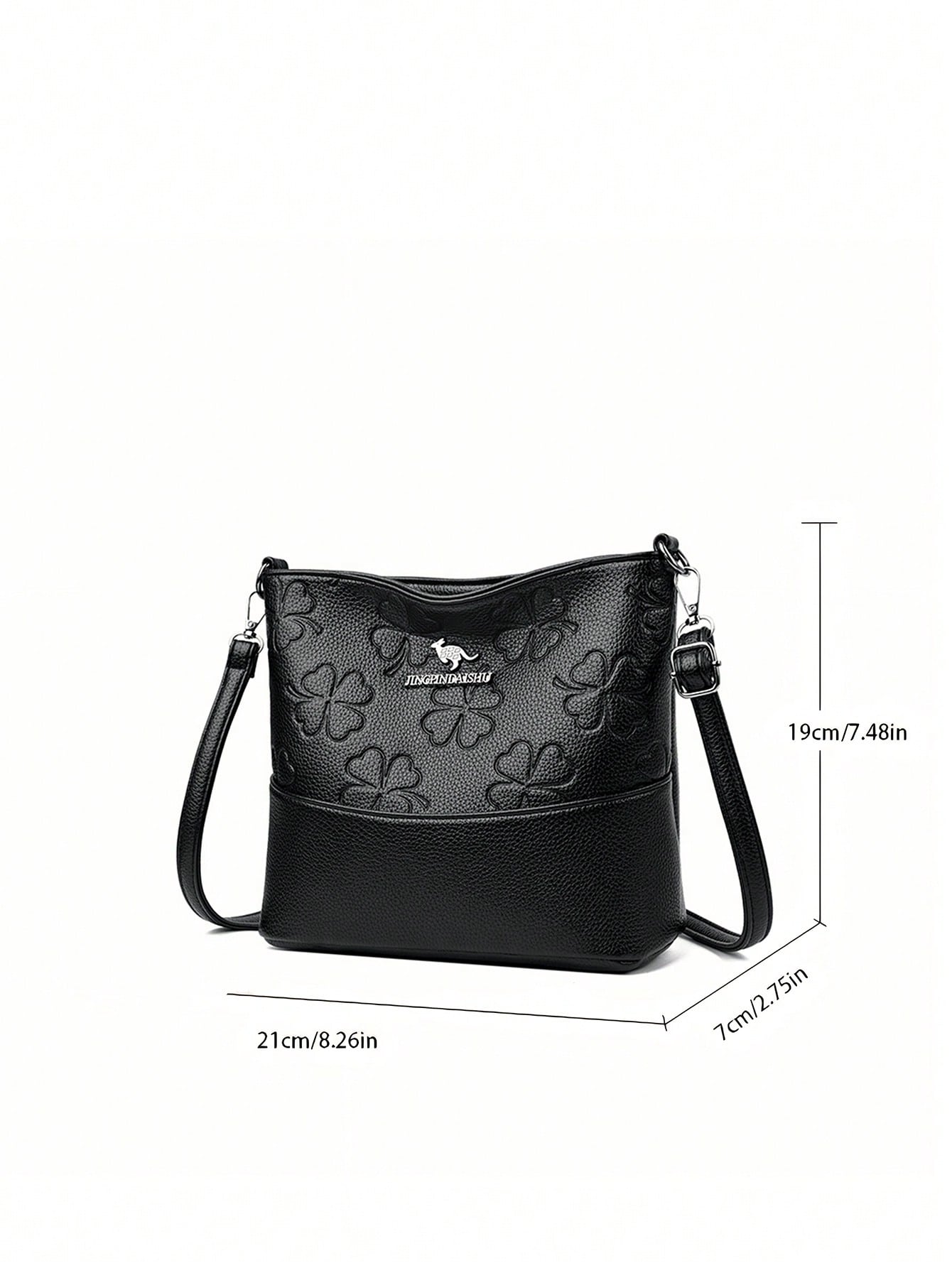 1pc Plain Color PU Leather Large Capacity Lightweight Messenger Bag With Metal Decor, Versatile Casual Crossbody Bag For Women