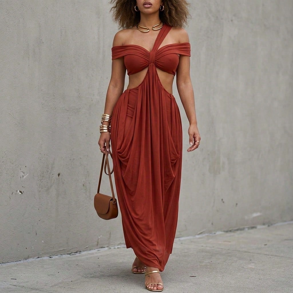 2025 Summer New Fashion Women's Sexy Strapless Slim-Fit Solid Color Sheer Mesh Dress