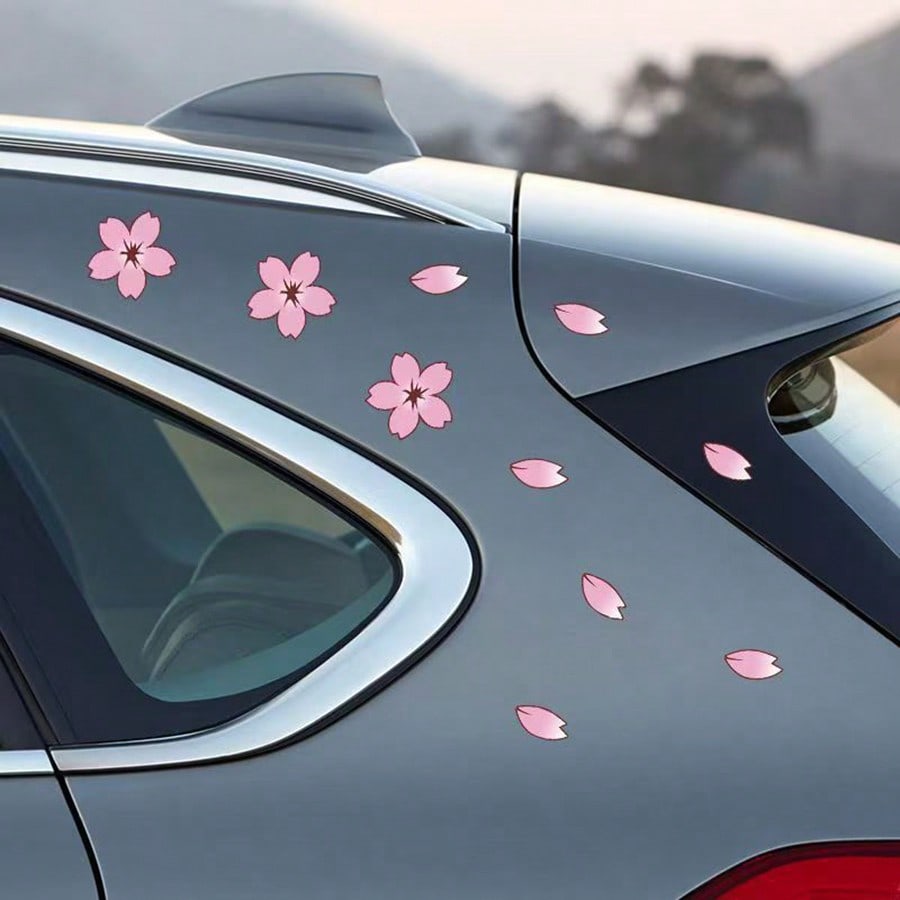 20PCS Highly Attractive Cherry Blossom Bicycle Stickers/Creative Road Bike Wheel Hub Stickers/Cute Car Body Cherry Blossom Decorative Stickers