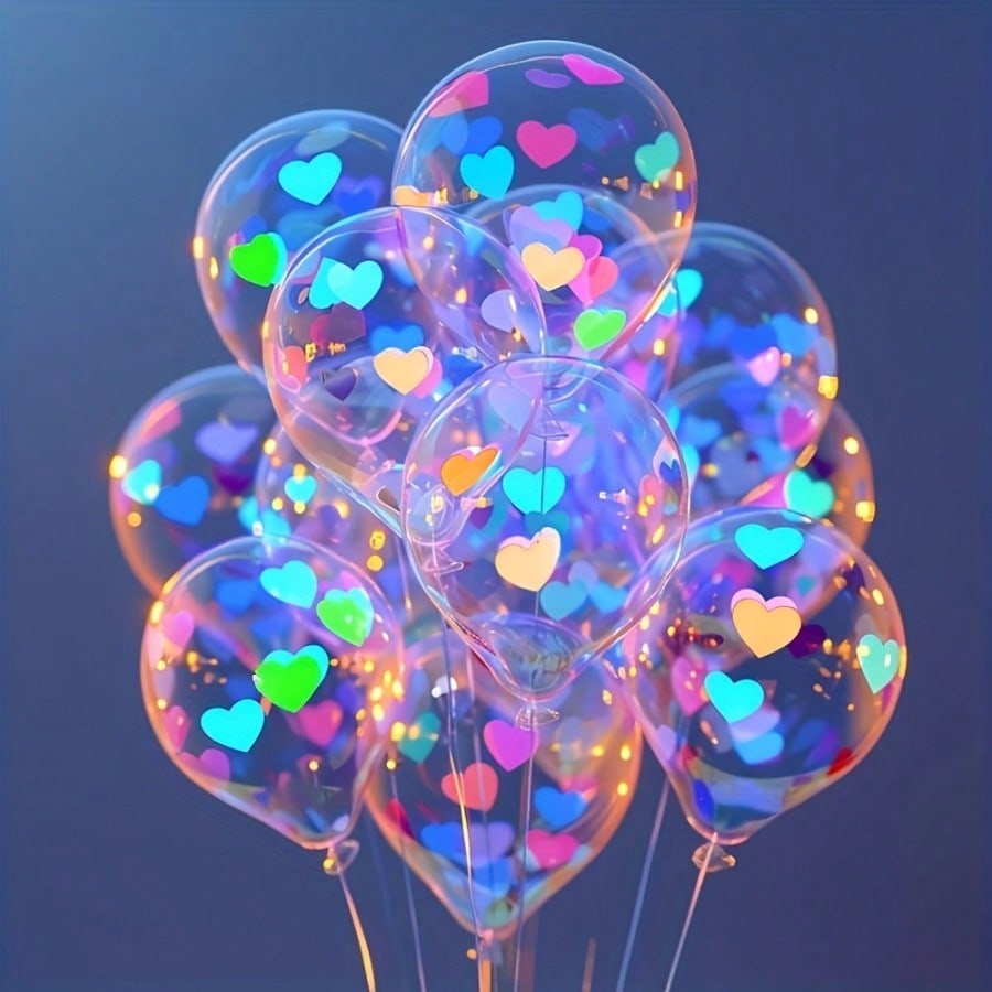 20pcs Neon Heart Balloons Glow In The Dark, UV Reactive 12inch, Perfect For Birthday, Wedding, Valentine's Day, Summer Party, Night Gathering, UV Reactive Latex Party Decoration, Requires Purple Light