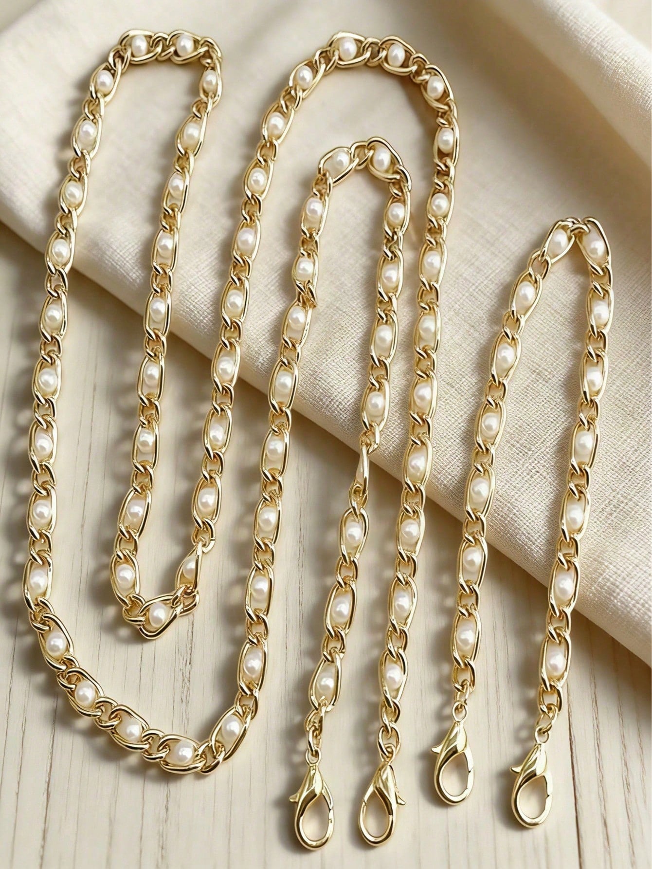 23.62-43.31 Inch Faux Pearl Chain Strap, Replaceable Crossbody Bag Strap, Suitable For Handbags, Long Faux Pearl Bag Chain Strap For Crossbody Bags (Handmade Chain, Bead Shedding Is Natural)