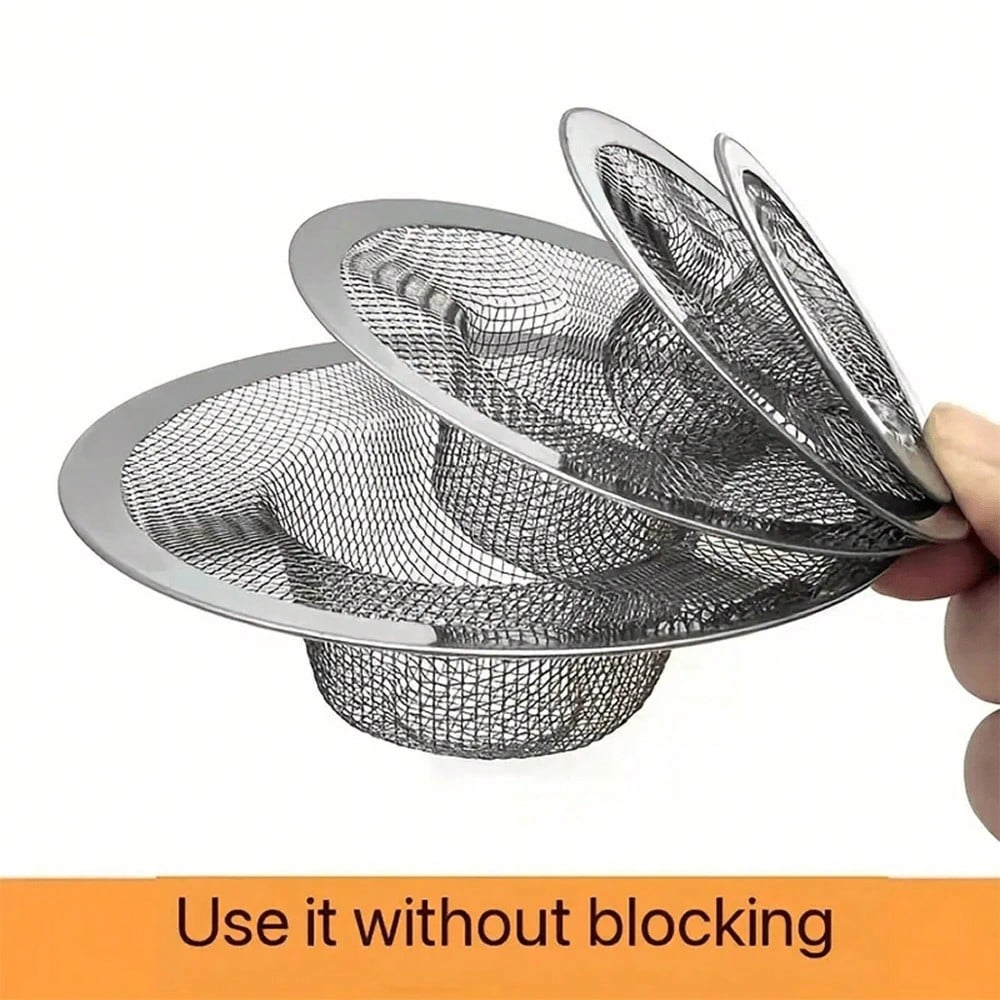 2pcs Stainless Steel Sink Strainers, Bath Tub Drain Hair Catcher, Garbage Disposal Strainer & Drain Cover For Most Of The Kitchen And Bathroom Sink, 4 Different Sizes Back To School