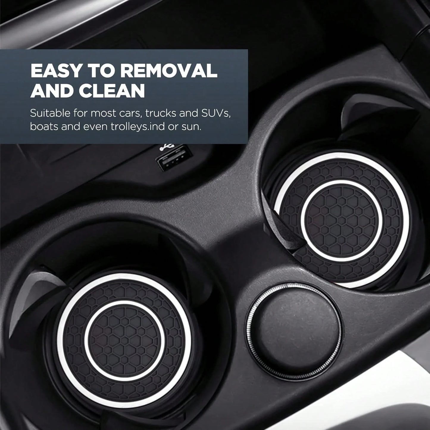 2PCS Universal Car Cup Holder Coasters, 2.75 Inch Non-Slip Silicone Cup Holder Inserts, Anti-Dust Car Cup Mats For Most Cars, White
