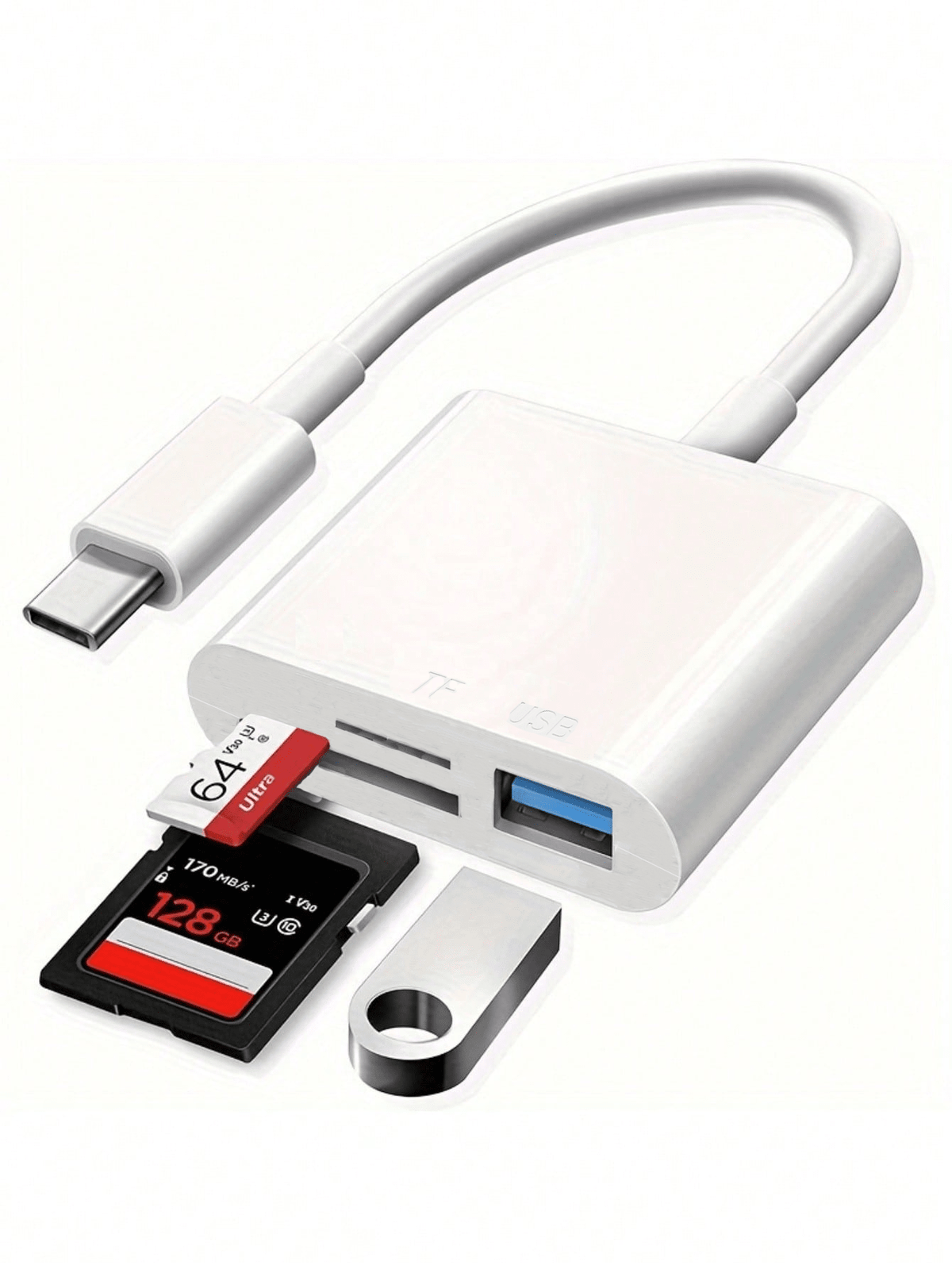 3-In-1 USB-C Card Reader- Fast Transfer & Plug & Play, Compatible With IPad Pro, Air/Pro, Chromebook, XPS, Galaxy S10/S9 And More Devices