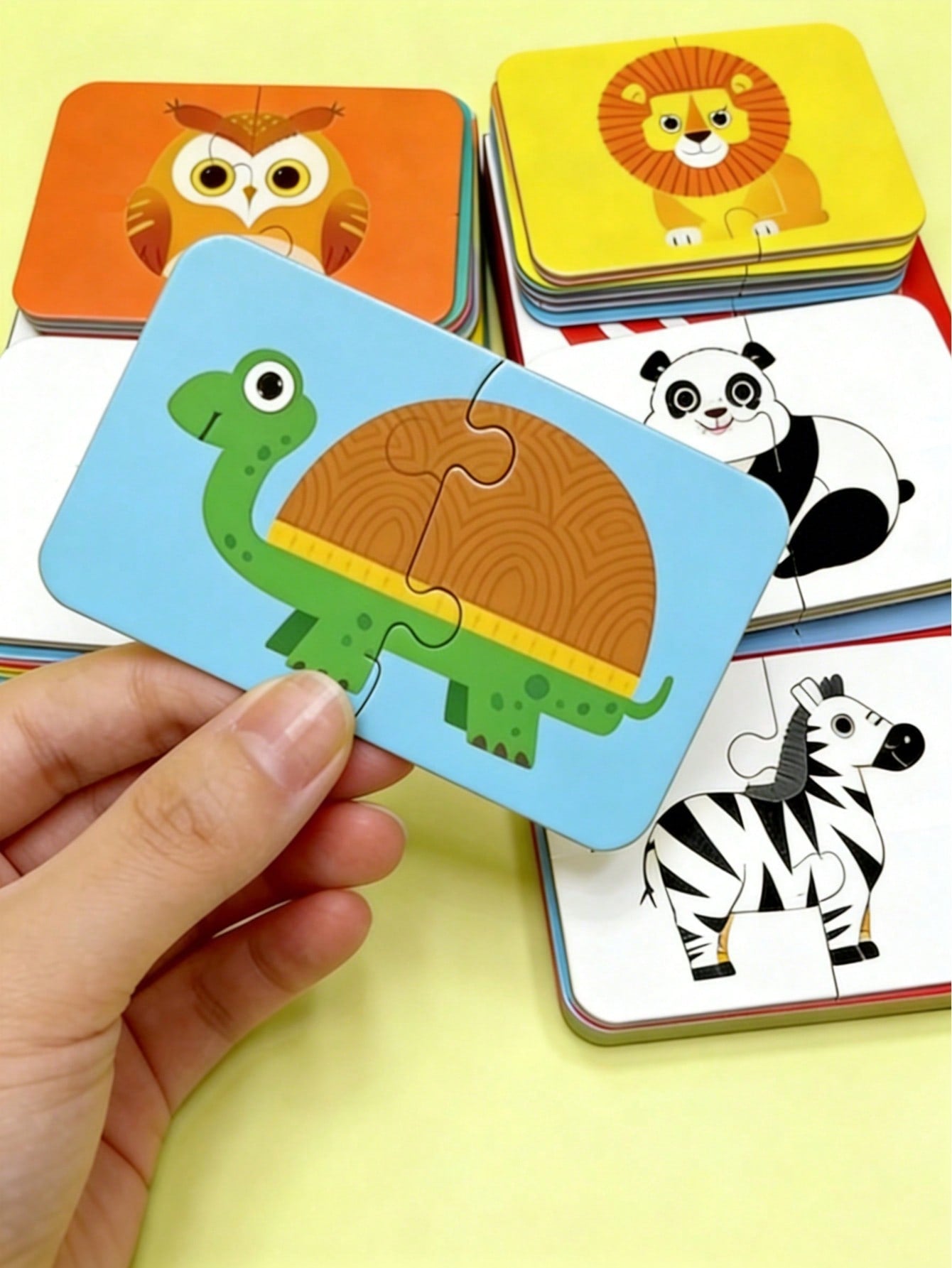 32pcs Baby Puzzle Cards Toy, Toddler Matching Cards Early Education Cognitive Cards, Animal Matching Puzzle, Image & Language Recognition Cards, Matching Game, Learning Educational Toy Gift (16 Sets