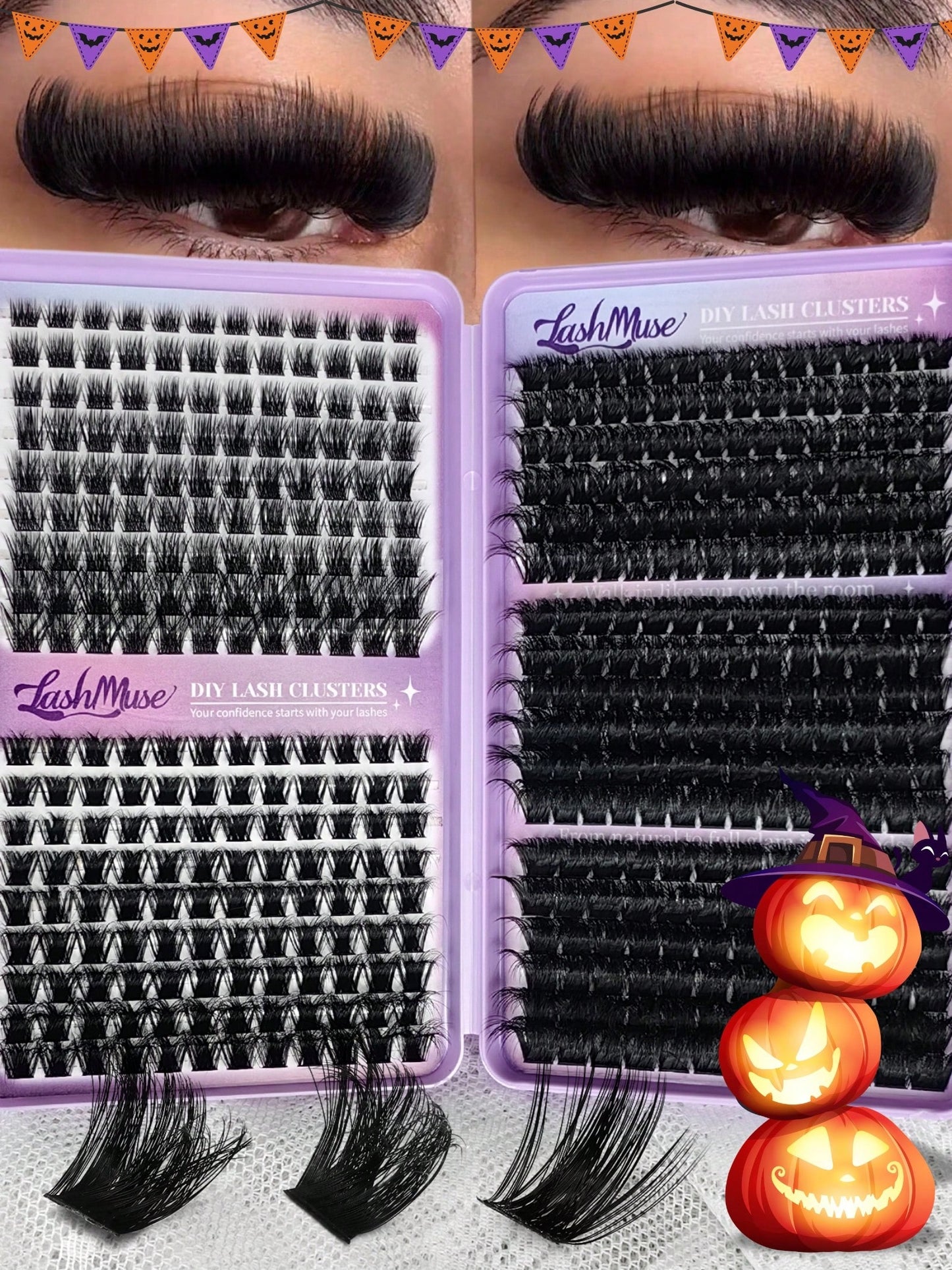 432 Clusters Spiky Style Eyelashes, European And American Style, D/DD Curl Design, 8-16mm Mixed Length, 3D Cluster Lashes For Free Combination, DIY Personalized Eye Makeup, Saves Makeup Time. Faux Min