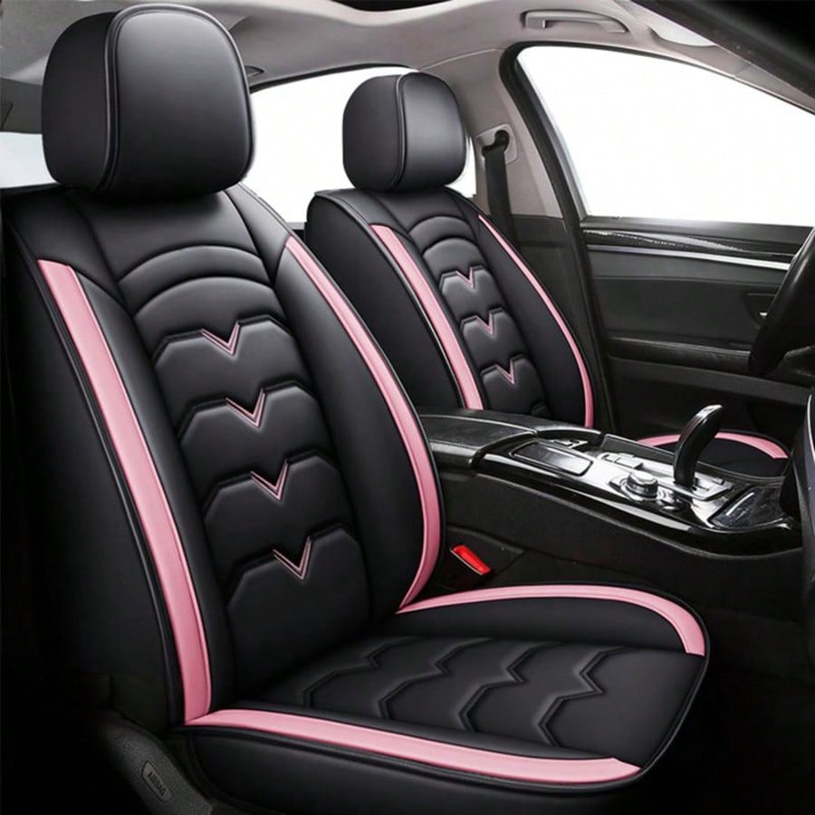5 Seat Car Seat Cover Set Universal Full Set Car Seat Cushions Protector Deluxe PU Leather Waterproof Wear-Resistant Breathable Easy Installation Airbag Compatible Automotive Interior Covers Four Seas