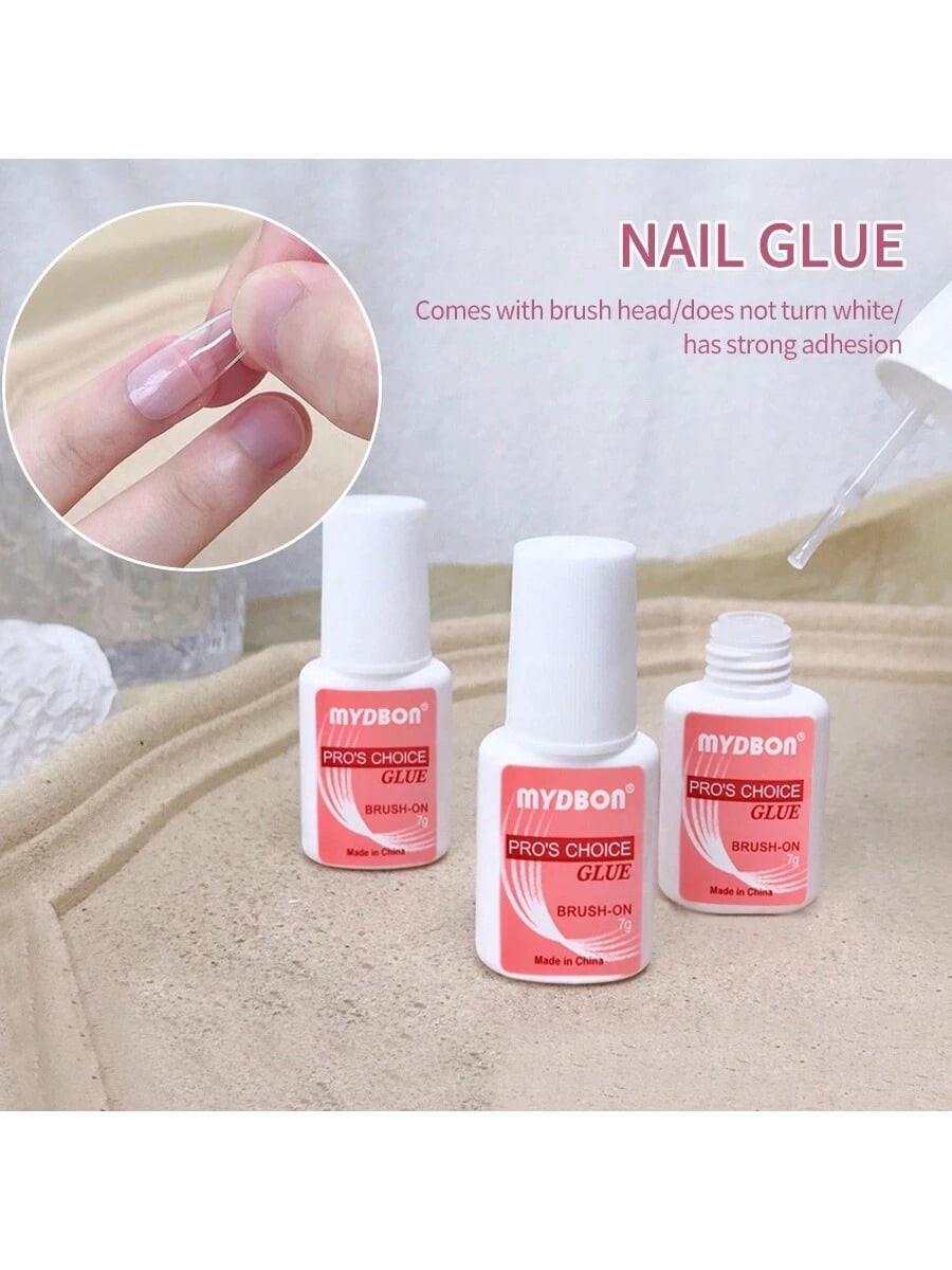7g/3pcs Pack Nail Glue, Beauty Nail Art Glue, 1pc/2pcs/10pcs Sticker & Strong Lasting Nail Glue