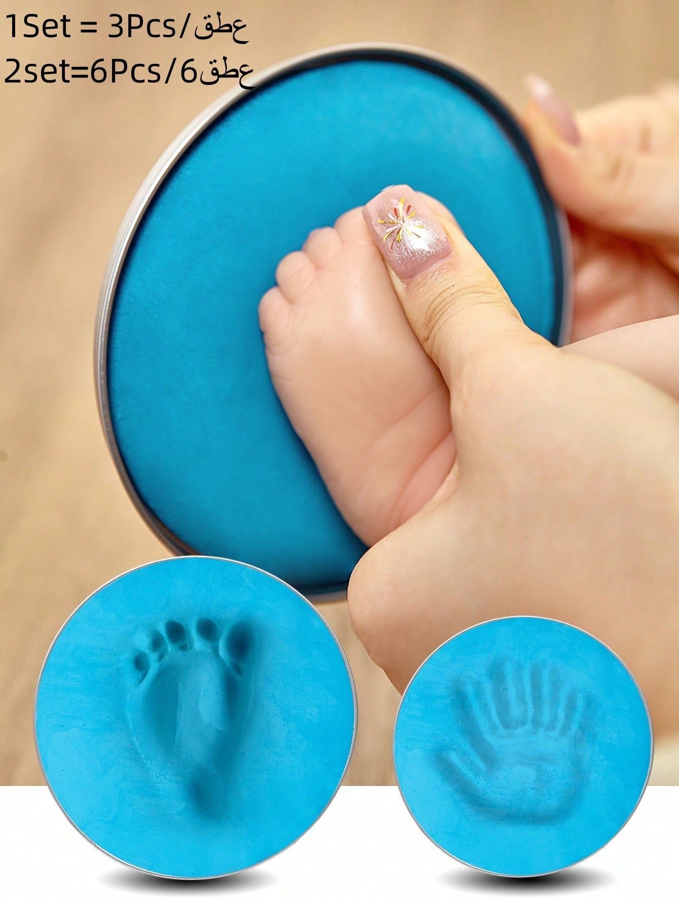 Baby 100 Days/1st Birthday Gift Newborn Growth Keepsake Clay For Making Baby Handprints And Footprints (Ribbon Not Included) S Size Mold Diameter 9cm M Size Mold Diameter 12cm (Random Mold Shape)