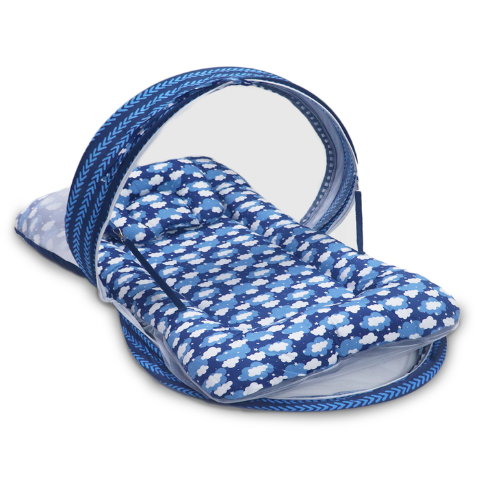 Blue Clouds - Kradyl Kroft Bassinet Style Mosquito Net Bedding for Infants