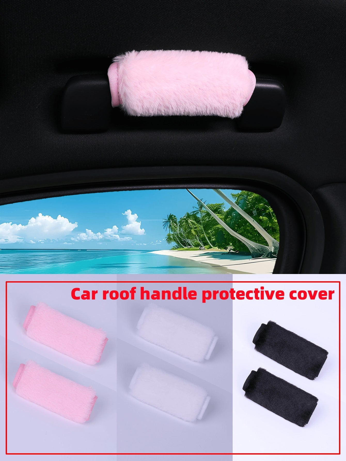 Car Seat Accessories Car Roof Handle Protective Cover, Plush Warm Anti-Slip, All Season Universal