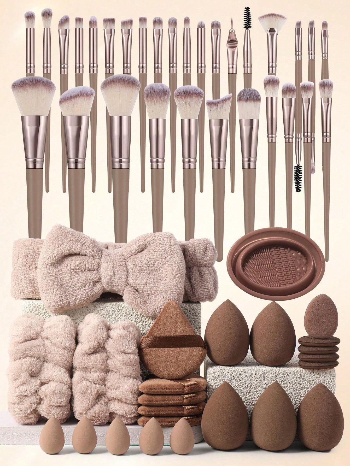 (Champagne Gold )30PCS Makeup Brush Sets Premium Synthetic Hair Eyeshadow Blending Brush Sets Cosmetics Tools+24PCS Makeup Tools Set,Travel,Travel Essential,Valentine's Day,Cheap,Travel Makeup Brush,G