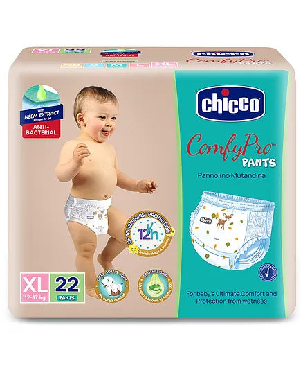 Chicco Comfypro Diaper Pants Extra Large - 22 Pieces & Wet Wipes with Fliptop - 72 Wipes