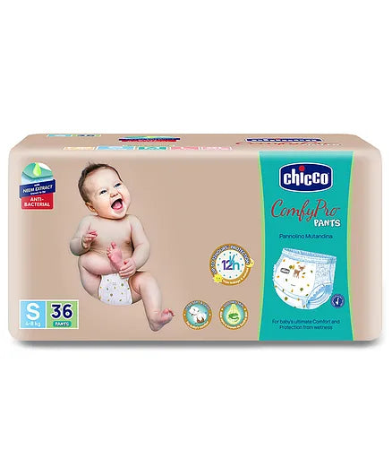 Chicco Comfypro Diaper Pants Small - 36 Pieces & Wet Wipes with Fliptop - 72 Wipes