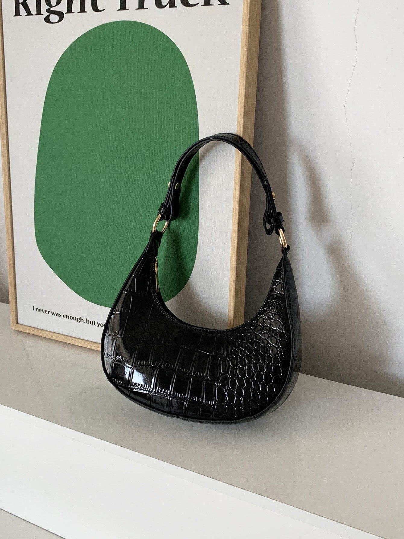 Crocodile Pattern Crescent Bag Shoulder Hobo Bag Women's Stylish Underarm Purse Handbag Waterproof,Lightweight,Business Casual Crocodile Embossed Bag For Teen Girls Women College Students,Rookies & Wh