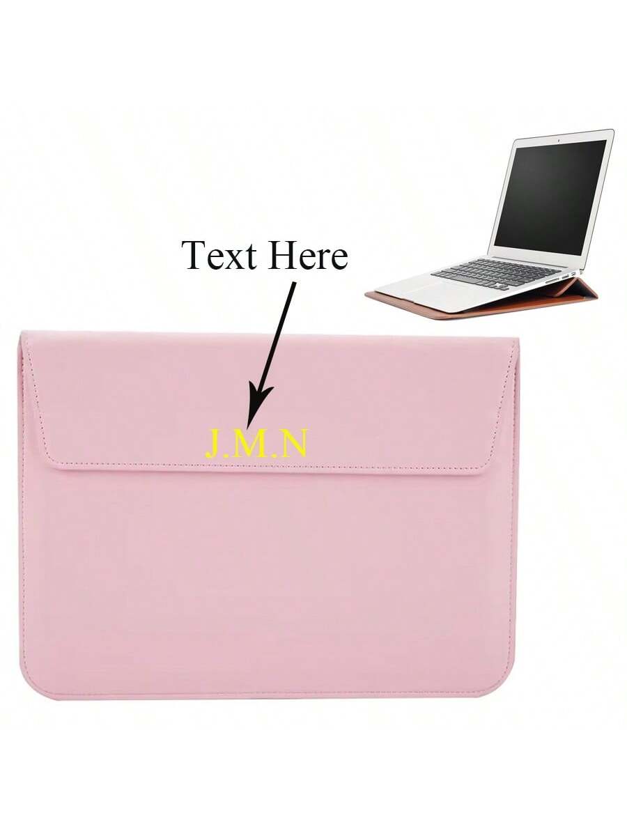 Customized Name Letters Smooth PU Leather Men Women Laptop Sleeve Pouch For Air Pro Retina 13 15 Inch Case Personalized Initials 13.3 15.4 Inch Sleeve Envelope Bag PU Leather Laptop Notebook Bracket S