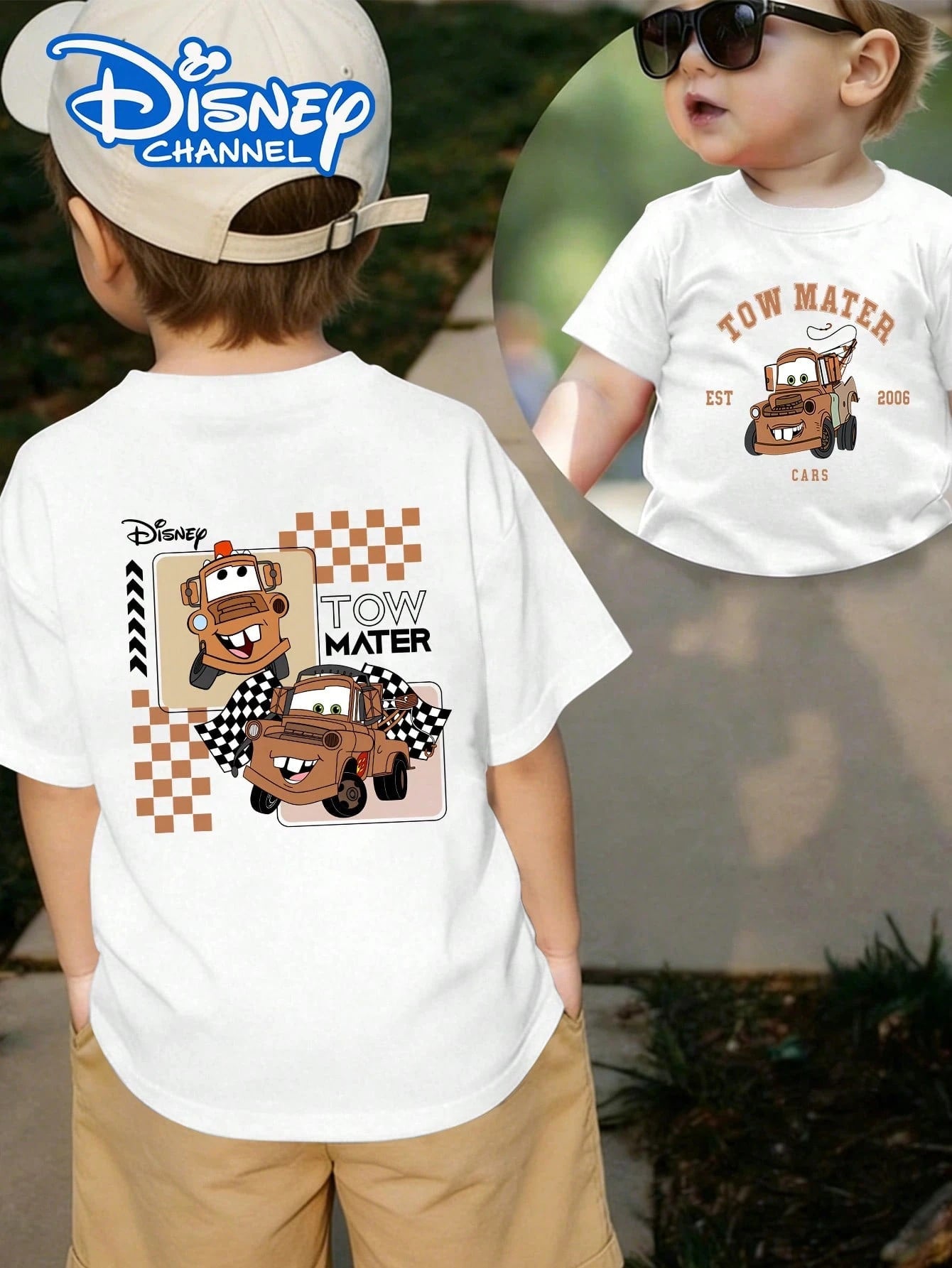 Disney Licensed Toddler T-Shirt, Cars Tow Mater Pattern Printed T-Shirt, Casual Baby And Toddler Short-Sleeve T-Shirt, Children's Everyday Top