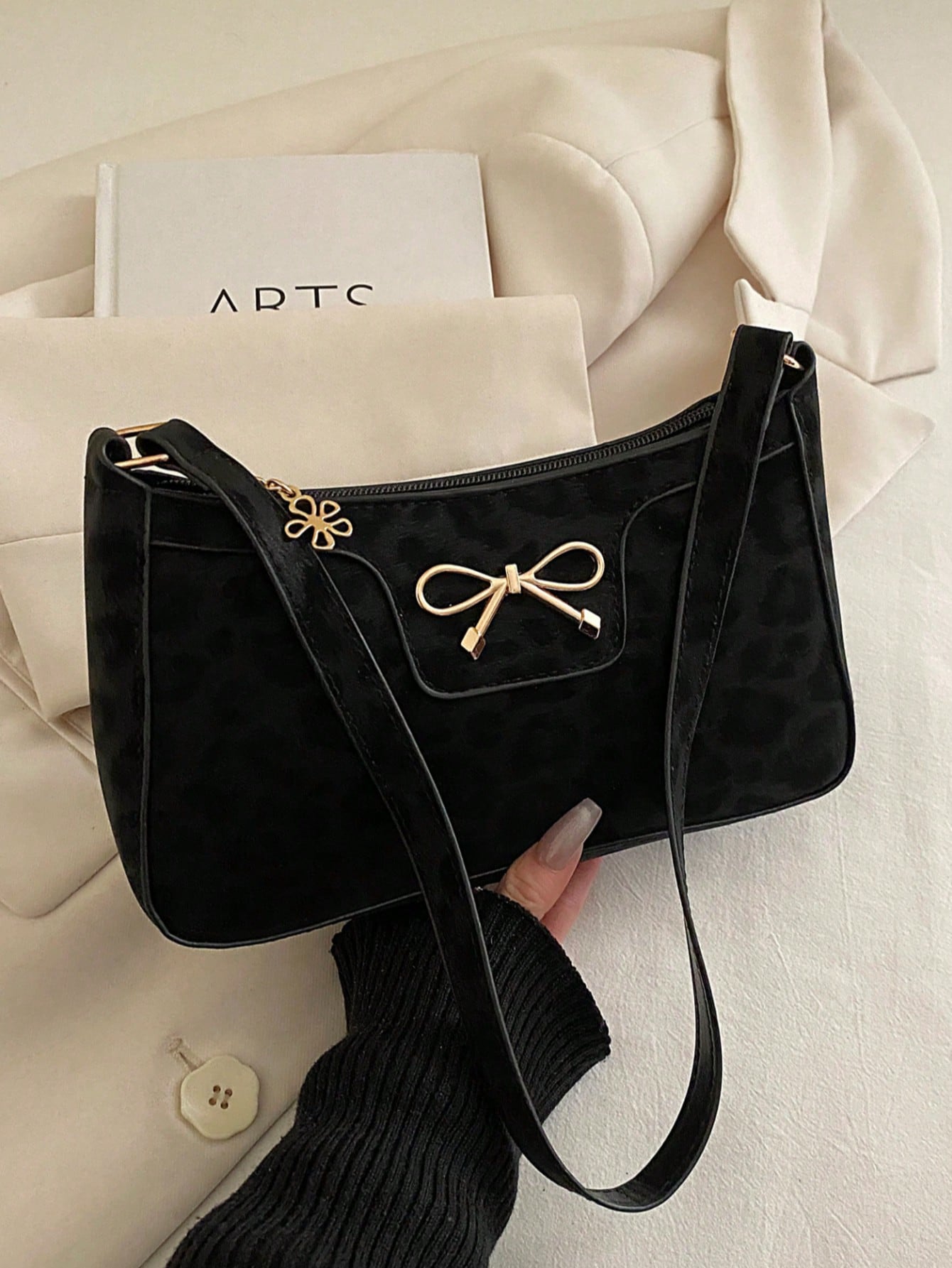 Elegant Crescent-Shaped Women's Underarm Bag, Fashionable Casual Solid Color Underarm Bag