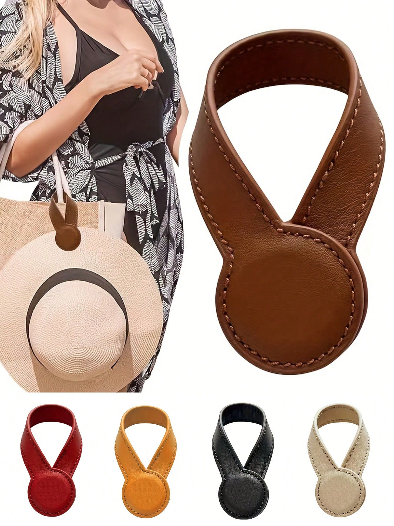 Fashionable Faux Leather Hat Clip, Magnetic Design, Can Be Fixed On Bags- PU Leather Hat Rack, Suitable For Handbags, Backpacks, Suitcases, Travel Bags, Portable And Easy To Use, Ideal For Travel And