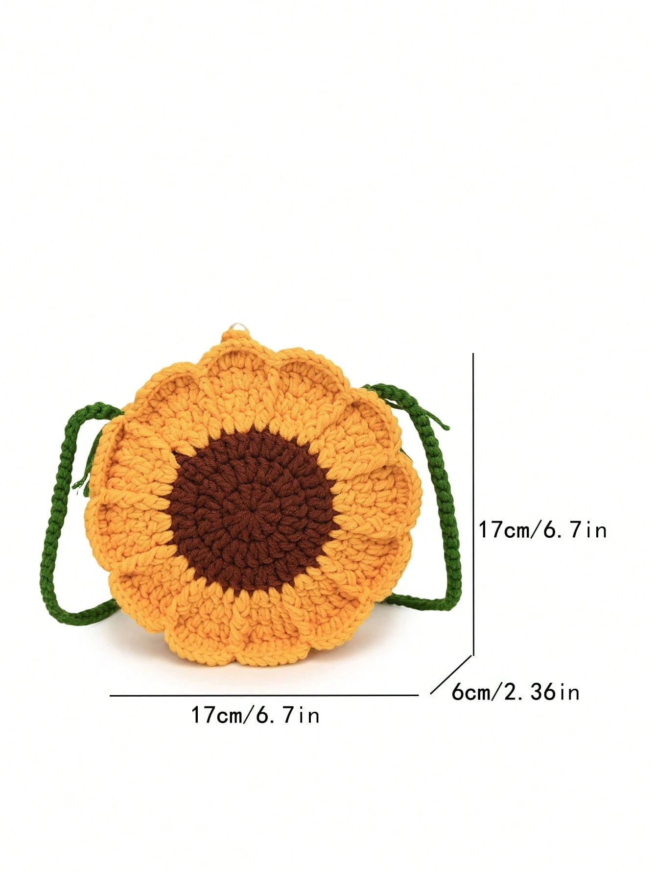 Finished Product: Double-Sided Sunflower Mini Crochet Handmade Knitting Sweet Cross-Body Knitted Bag Key Coin Purse, Exquisite Floral Bag For Women, Crochet, Yellow