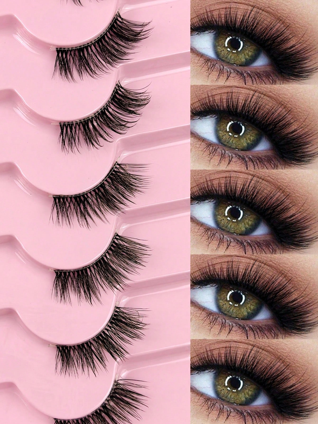 Hinarin 7 Pairs D Curl Half Eye Lashes Natural Look Crossed Strip Lashes Fluffy Curly Half Eyelashes With Invisible Stem 3D Synthetic Handmade False Eyelashes Great For Party Makeup Strip Lashes Lashe