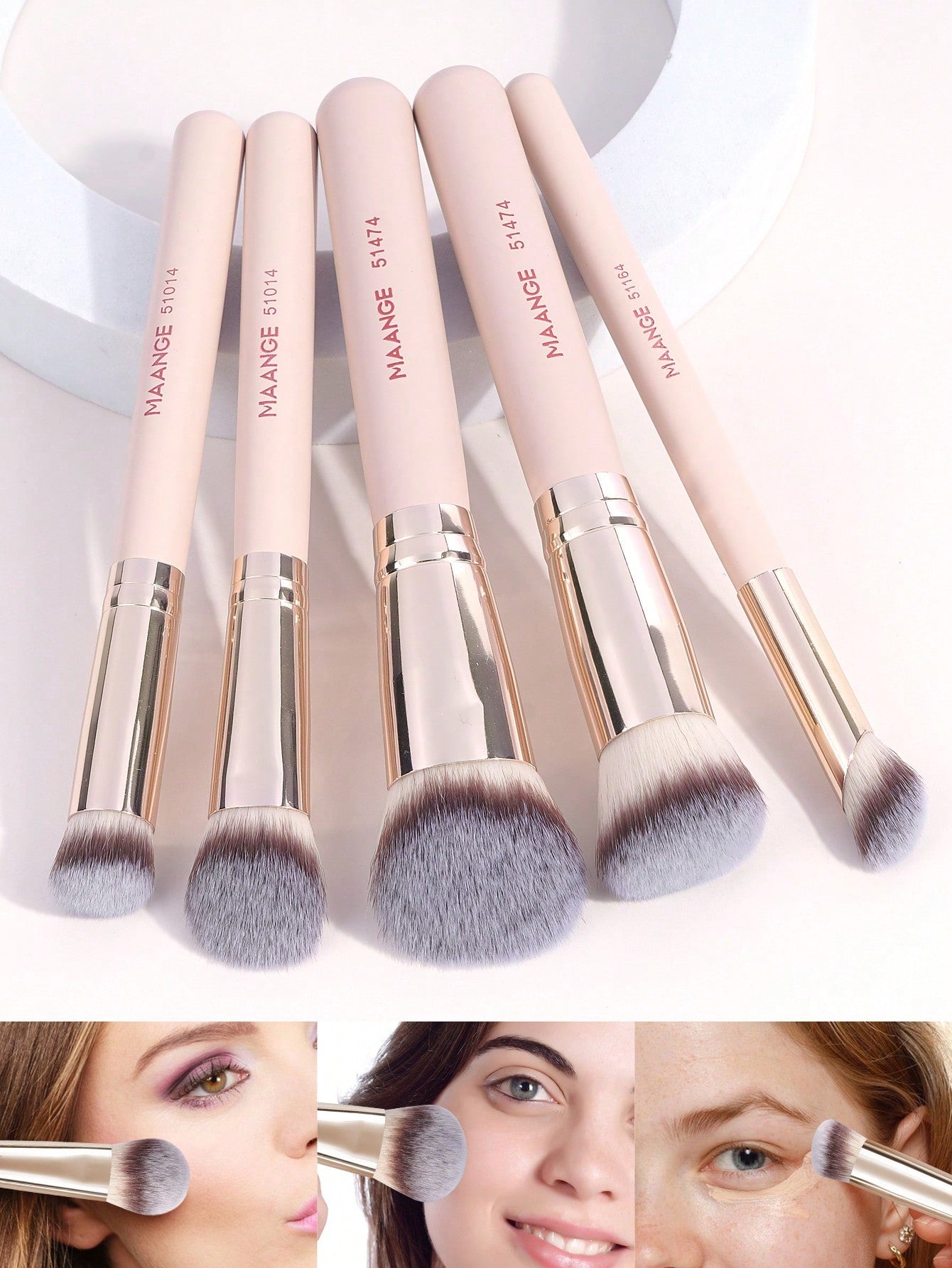 MAANGE 5/9/17pcs Professional Makeup Brush Set, Including Powder Brush, Blush Brush, Foundation Brush, Contour Brush, Eyeshadow Brush And Other Makeup Tools, Ideal For Travel.