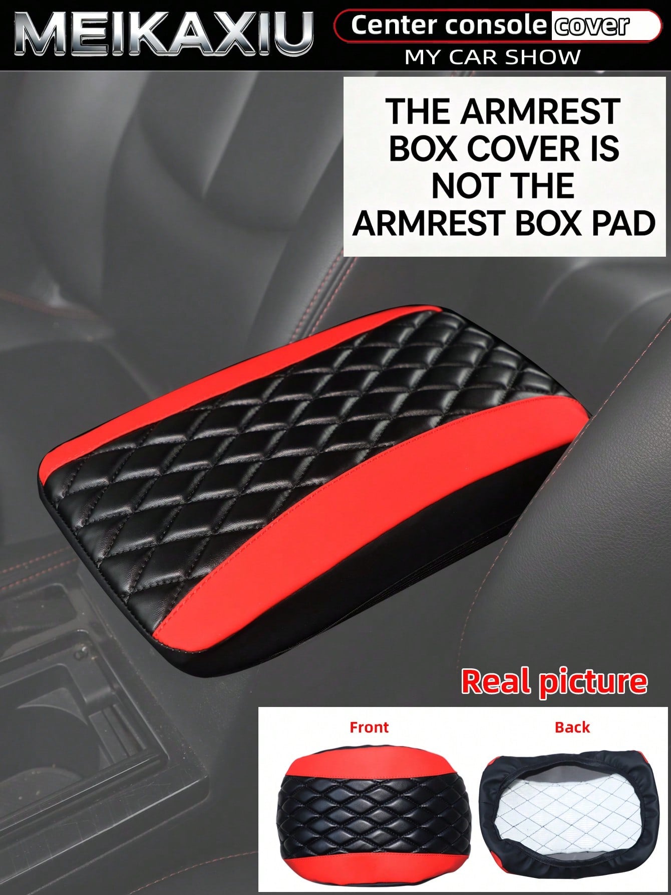 MEIKAXIU PU Leather 3D Embroidered Car Armrest Box Cover 32x19CM Size Dedicated Armrest Box Protector Car Interior Accessories For Women