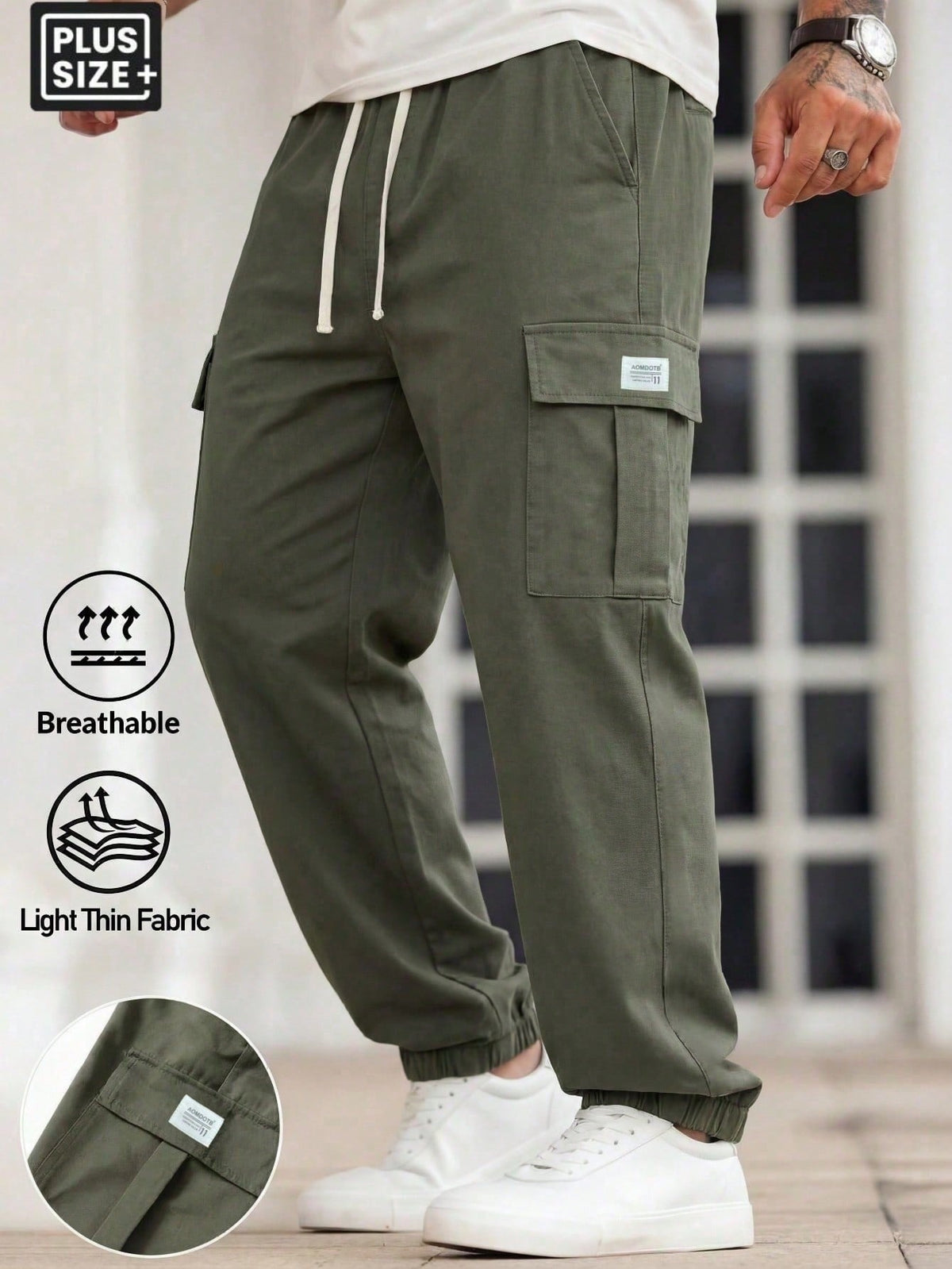 Plus Size Men's Sweatpants, Large Pocket Cargo Pants, Suitable For Running, Sports, Fitness, Shopping, And Dating, Daily Wear, Valentine's Day Gift