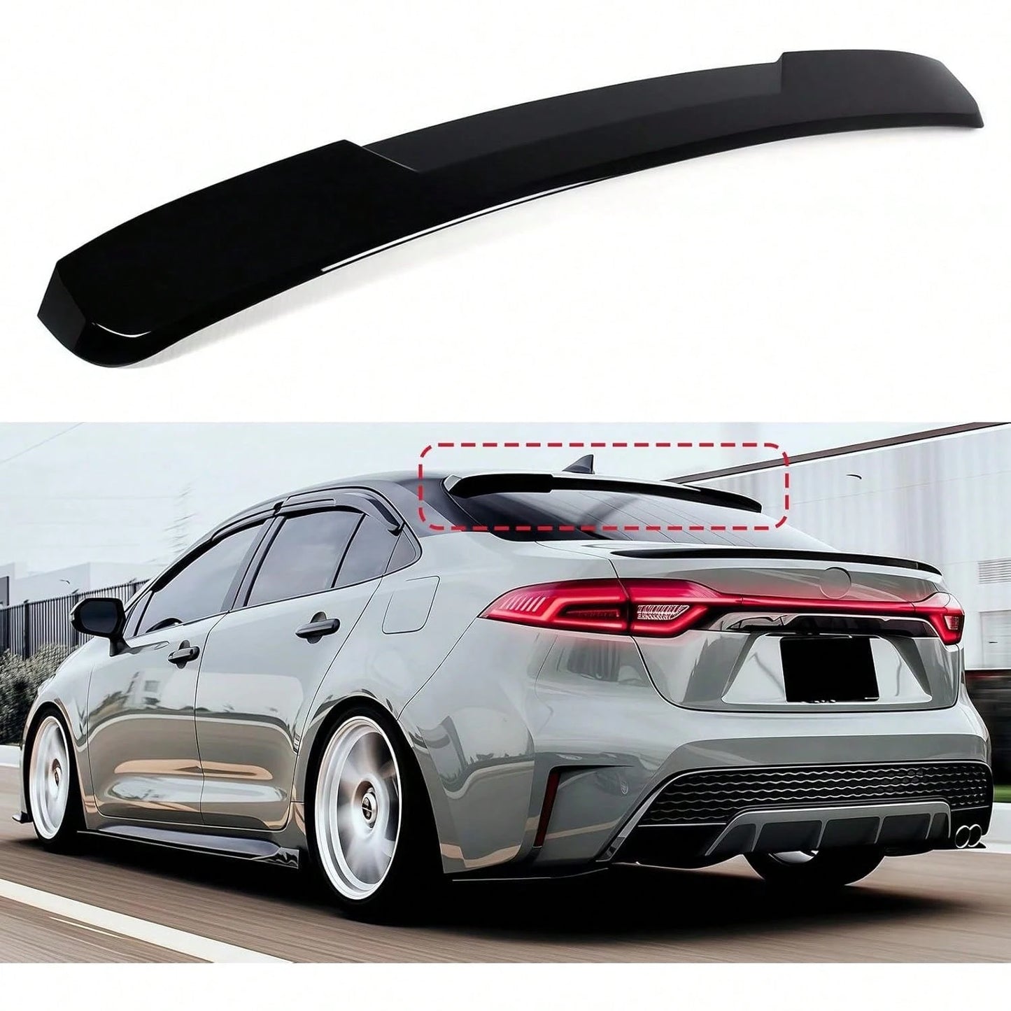 Roof Window Spoiler Compatible With 2020-2026, Gloss Black V Style Rear Top Wing Fits All Models Sedan 4-Door 2020 2021 2022 2023 2024 2025 2026