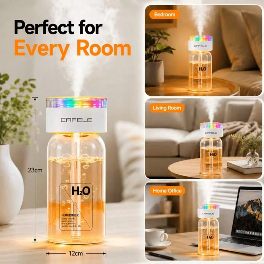 Smart Essential Oil Humidifier & Diffuser: Features 7-Color RGB Ambient Lighting And Three Adjustable Mist Levels. Suitable For 100 Sq. Ft. Spaces-Ideal For Plants, Cars, Homes, Bedrooms, Offices, And