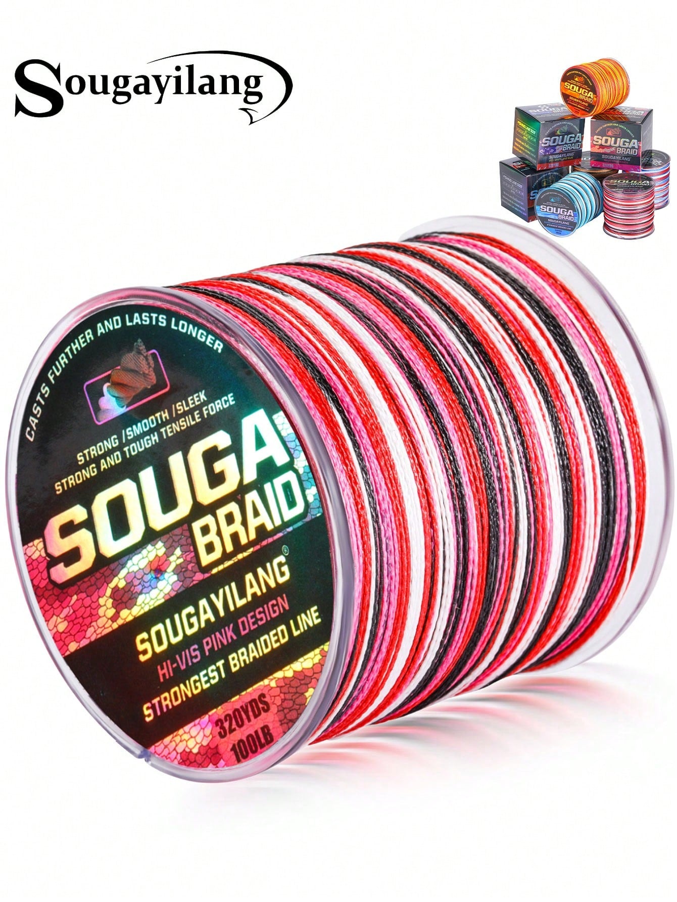 SOUGAYILANG 4 Strands PE Braided Fishing Line- 300m Multicolor Camouflage| Main Line For Surf, Sea Fishing, Great Gift Idea: Perfect For Anglers On Occasions Like Father's Day, Christmas, Or Birthda