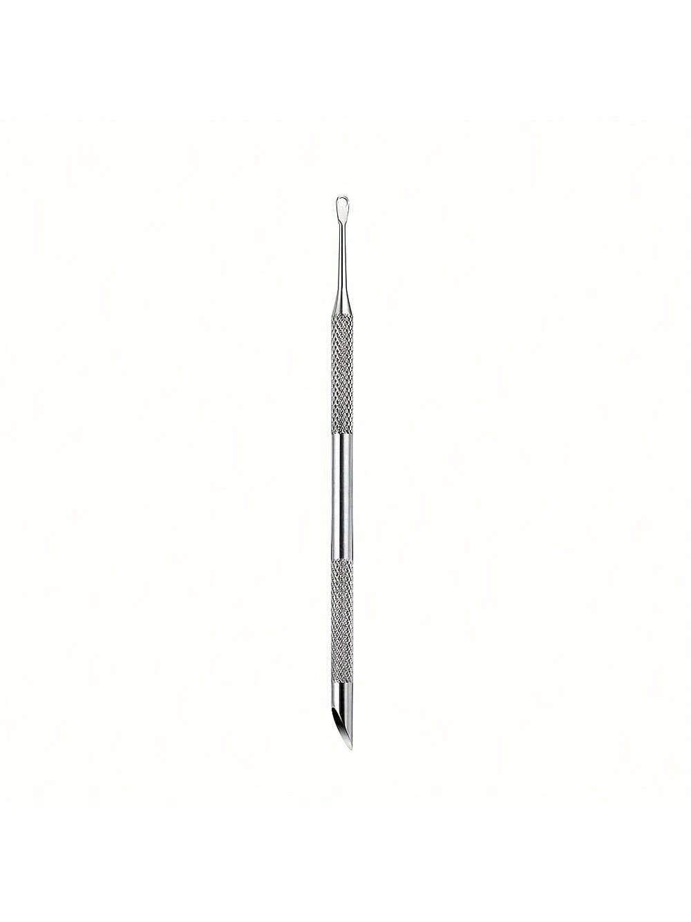 Stainless Steel Cuticle Pusher, Double-Ended Angled Crescent Shape Cuticle Nipper, Callus Remover And Nail Prep Tool With Nail Buffer, For Cuticle Care And Polishing, Essential For Nail Salons And Ped