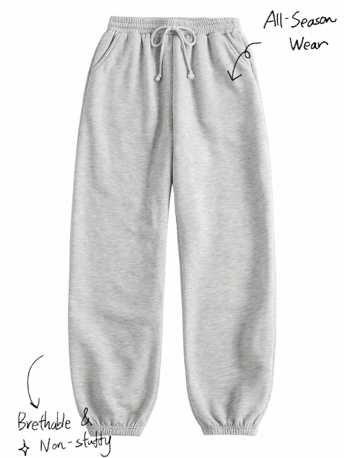 Tseoso Casual Loose Pockets Solid Color Knit Women Pants