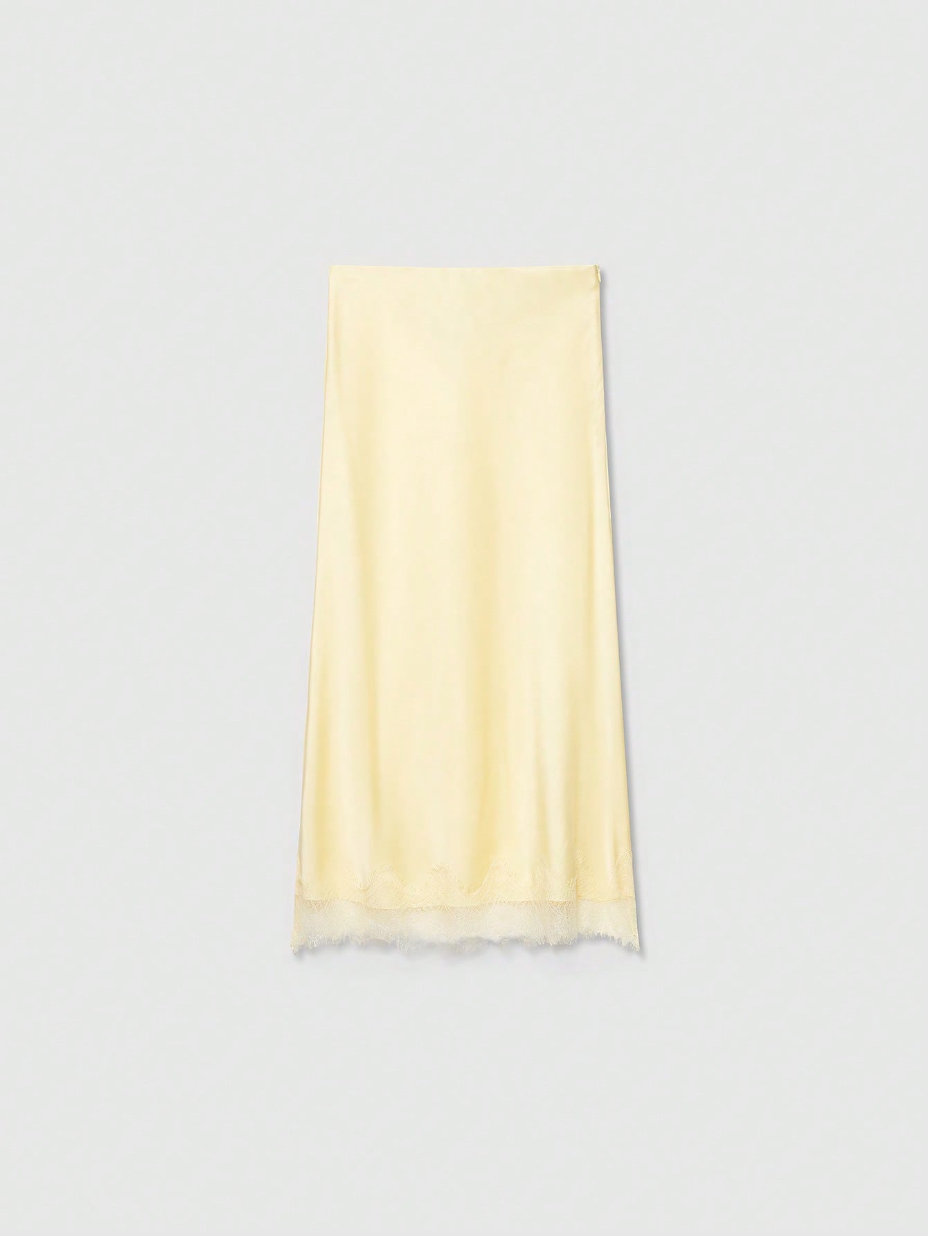 Women's Elegant Silk-Like Contrast Lace Skirt Summer Yellow