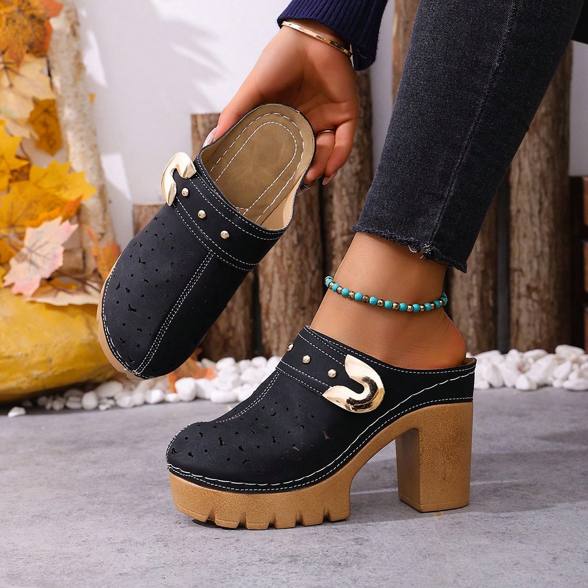 Women's Plus Size High-Heel Sandals, 2026 Summer New Arrival Platform Sandals, Single Strap Sandals, Elegant Style Ladies Sandals