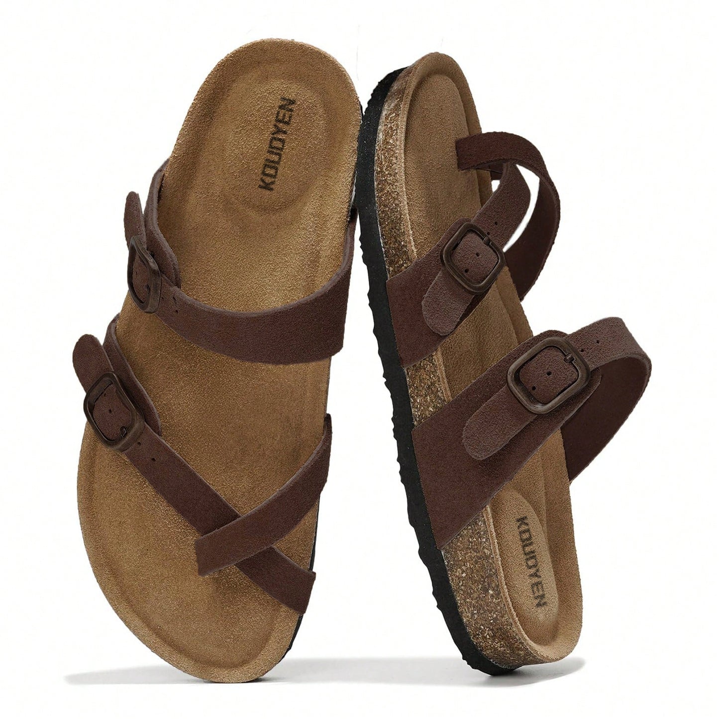 Women Sandals Cork Footbed Adjustable Buckle Comfortable Beach Summer Slip On