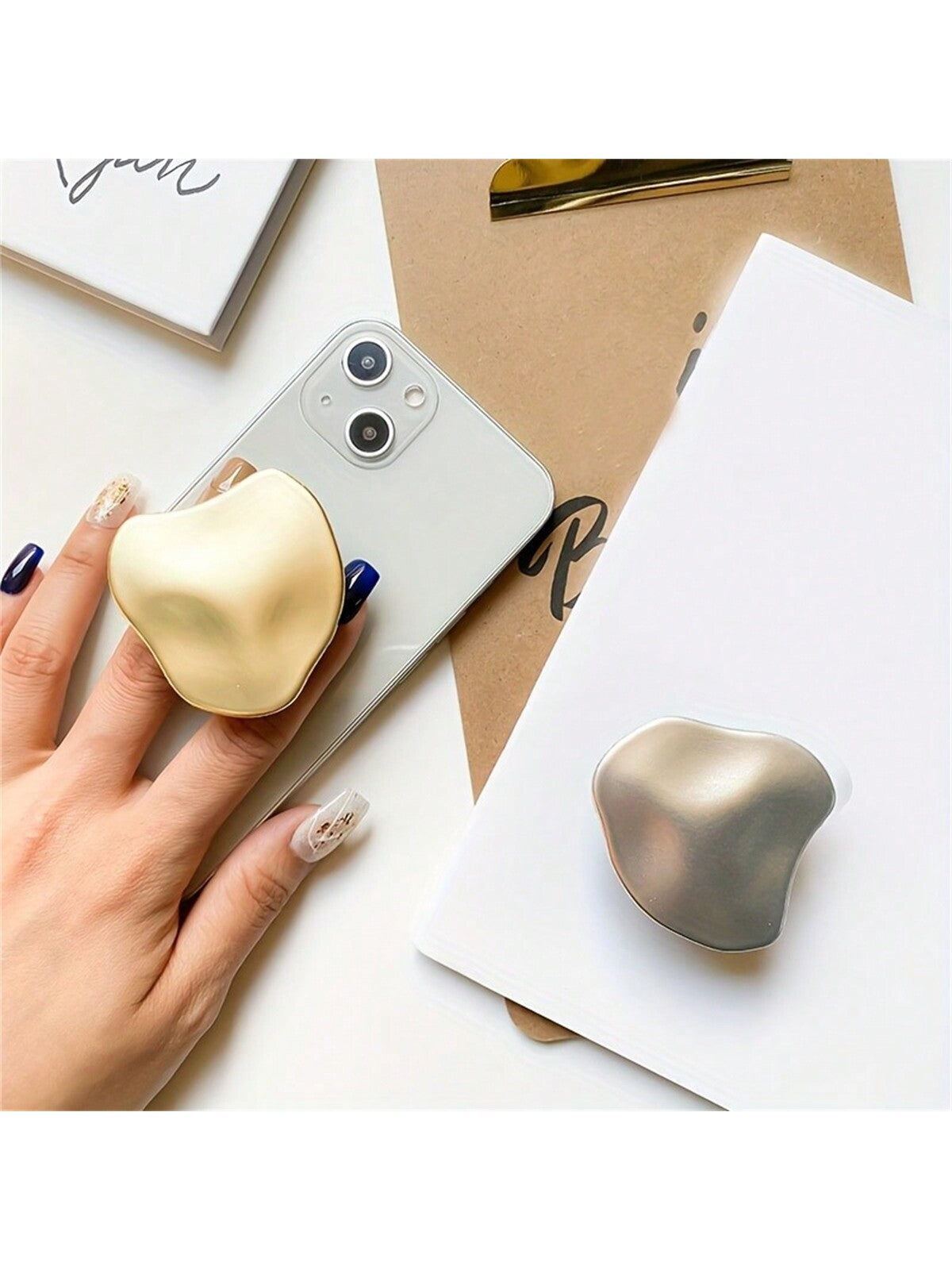 Zinc Alloy Stylish Mobile Phone Holder With Retractable Finger Ring Buckle And Desktop Cushion Support For Secure Grip And Stand Compatible With IPhone, Android Phone, Gift For Birthday, Family, Frien