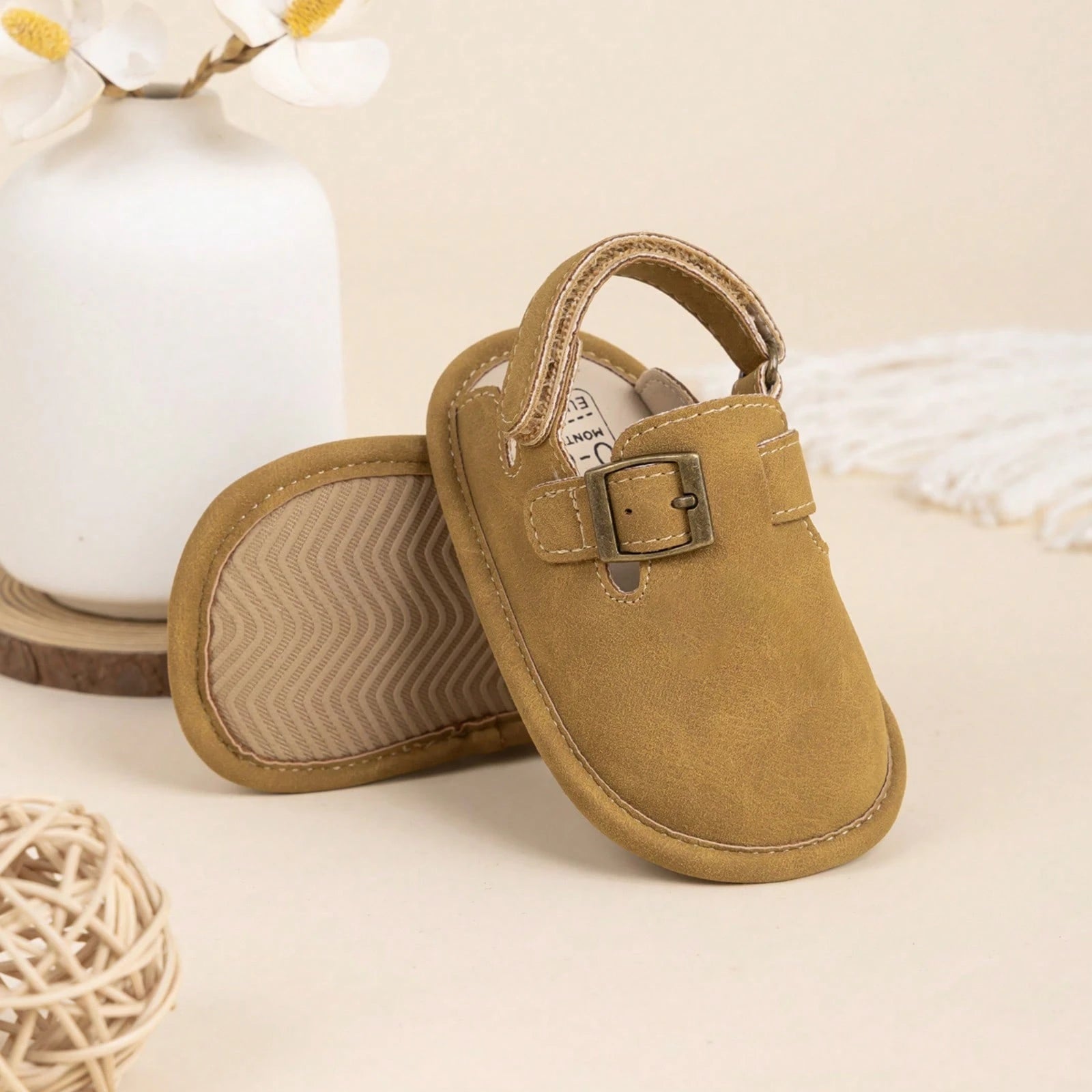 0-18 Months Baby Toddler Walking Slippers Sandals Shoes- Soft Sole Non-Slip First Walkers With Adjustable Buckle Strap Breathable Summer Crib Shoes