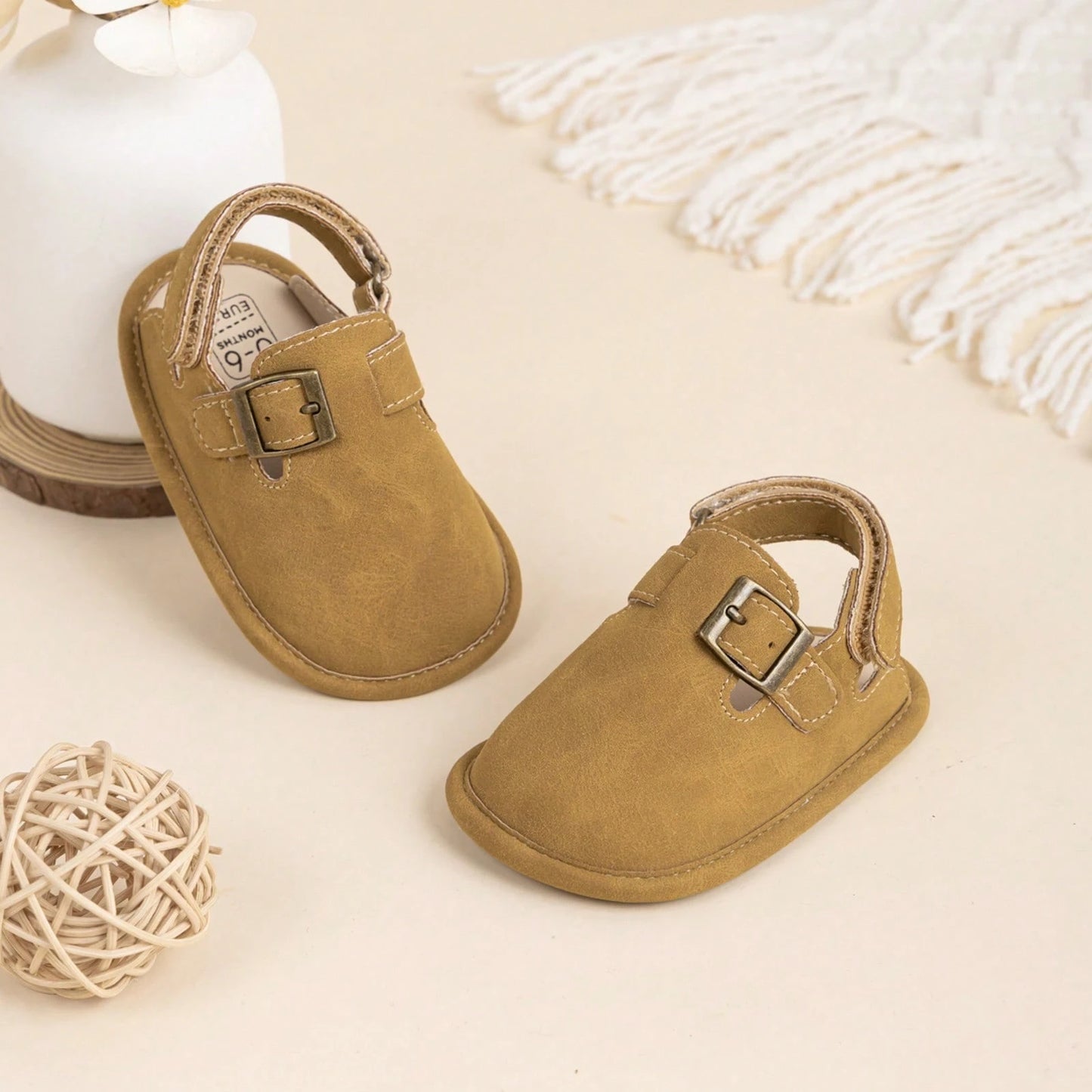 0-18 Months Baby Toddler Walking Slippers Sandals Shoes- Soft Sole Non-Slip First Walkers With Adjustable Buckle Strap Breathable Summer Crib Shoes