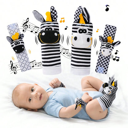 0-6 Months Baby Rattle Toy, High Contrast Newborn Toy, Black And White Baby Toy, Baby Rattle Socks Wristband Toy, Brain Development Toy For 3-6 Months Newborns, 0-12 Months Baby Boy Girl Newborn Gift