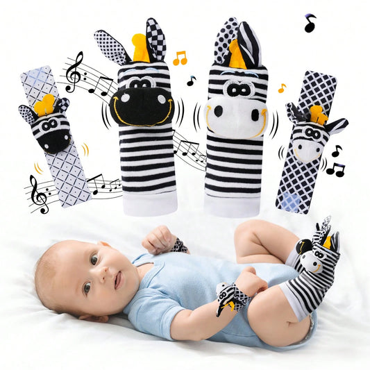 0-6 Months Baby Rattle Toy, High Contrast Newborn Toy, Black And White Baby Toy, Baby Rattle Socks Wristband Toy, Brain Development Toy For 3-6 Months Newborns, 0-12 Months Baby Boy Girl Newborn Gift