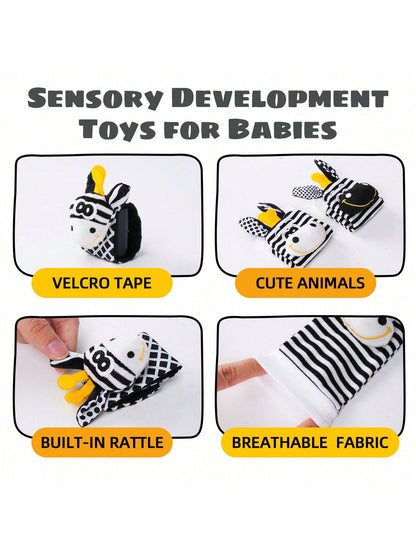 0-6 Months Baby Rattle Toy, High Contrast Newborn Toy, Black And White Baby Toy, Baby Rattle Socks Wristband Toy, Brain Development Toy For 3-6 Months Newborns, 0-12 Months Baby Boy Girl Newborn Gift