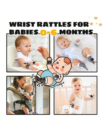 0-6 Months Baby Rattle Toy, High Contrast Newborn Toy, Black And White Baby Toy, Baby Rattle Socks Wristband Toy, Brain Development Toy For 3-6 Months Newborns, 0-12 Months Baby Boy Girl Newborn Gift