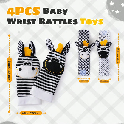 0-6 Months Baby Rattle Toy, High Contrast Newborn Toy, Black And White Baby Toy, Baby Rattle Socks Wristband Toy, Brain Development Toy For 3-6 Months Newborns, 0-12 Months Baby Boy Girl Newborn Gift
