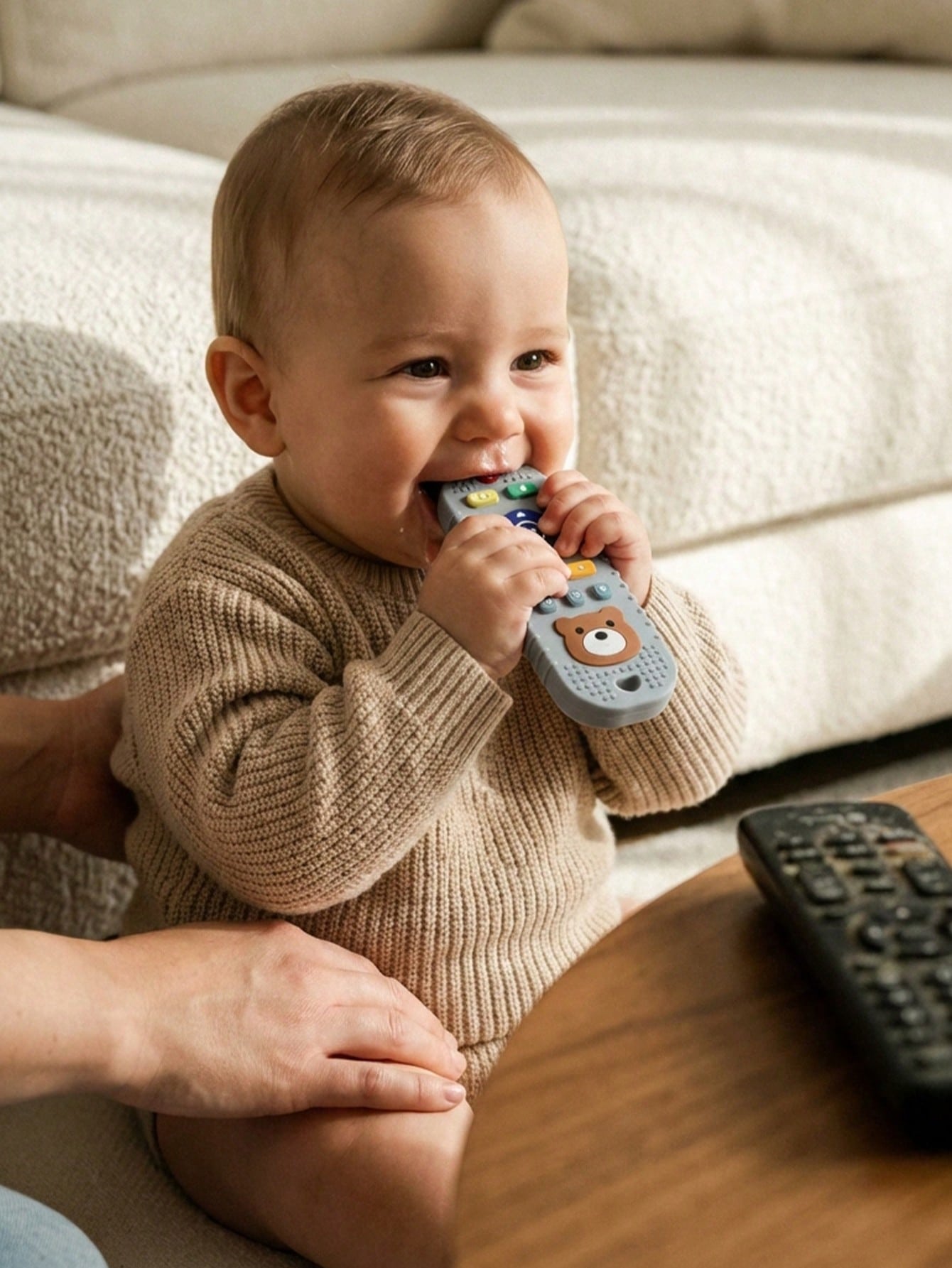 0-6 Months Baby Teething Toys 2pcs Set, Bear Remote Control And Game Handle Shaped Silicone Montessori Gifts